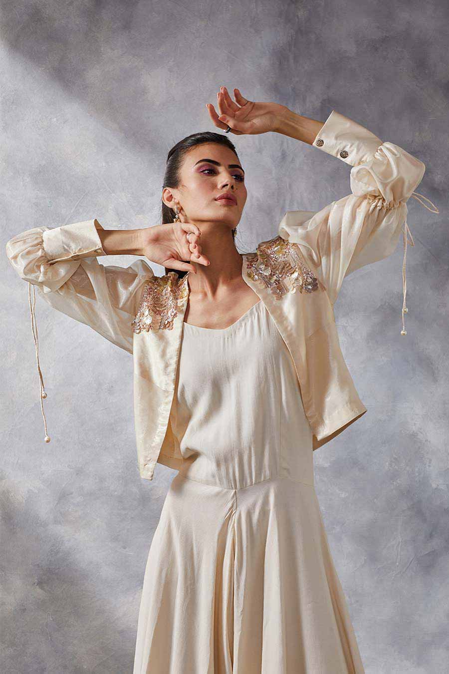 Ivory Jumpsuit & Jacket Co-Ord Set