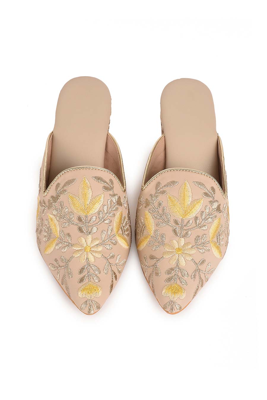 Creme Zari Mules with Heels