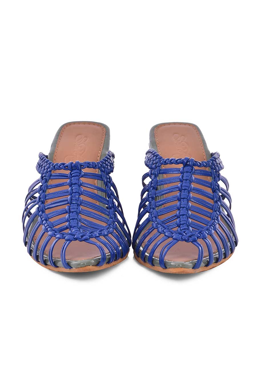 Electric Blue Woven Mules with Heels