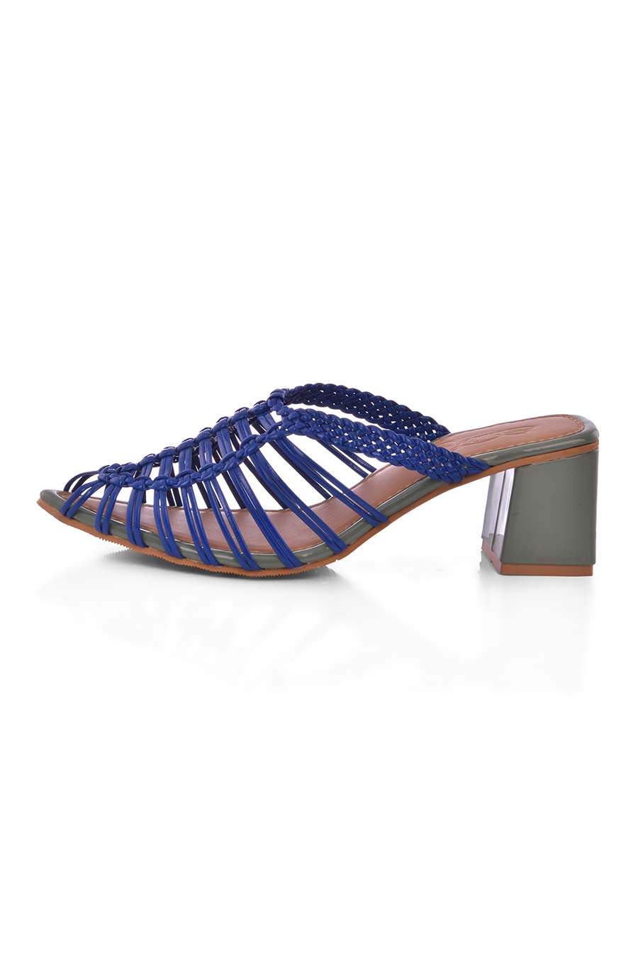Electric Blue Woven Mules with Heels