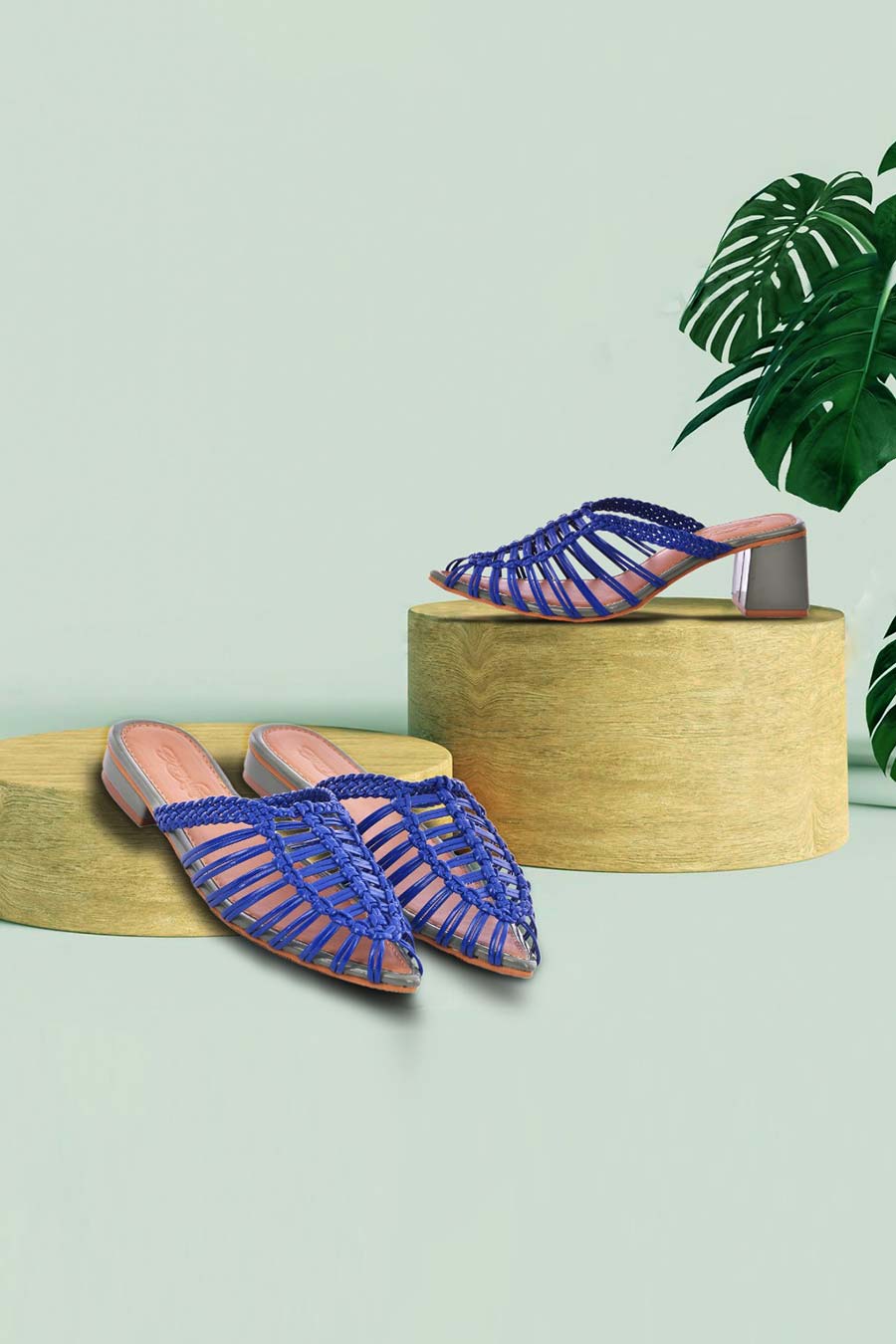 Woven Electric Blue Pointed Flats