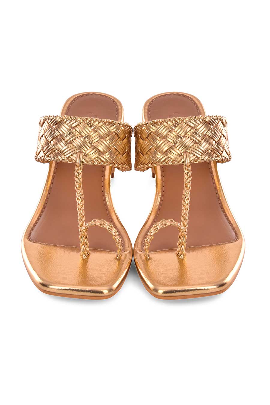 Gold Woven Kolhapuri Heels