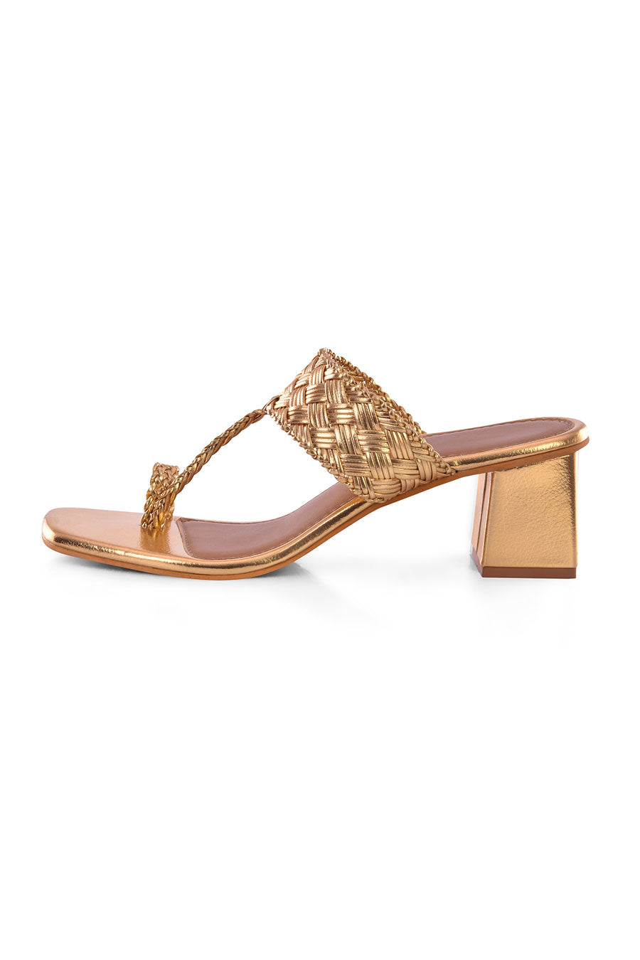 Gold Woven Kolhapuri Heels