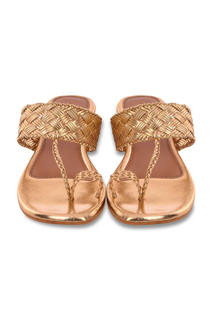 Gold Woven Kolhapuri Flats