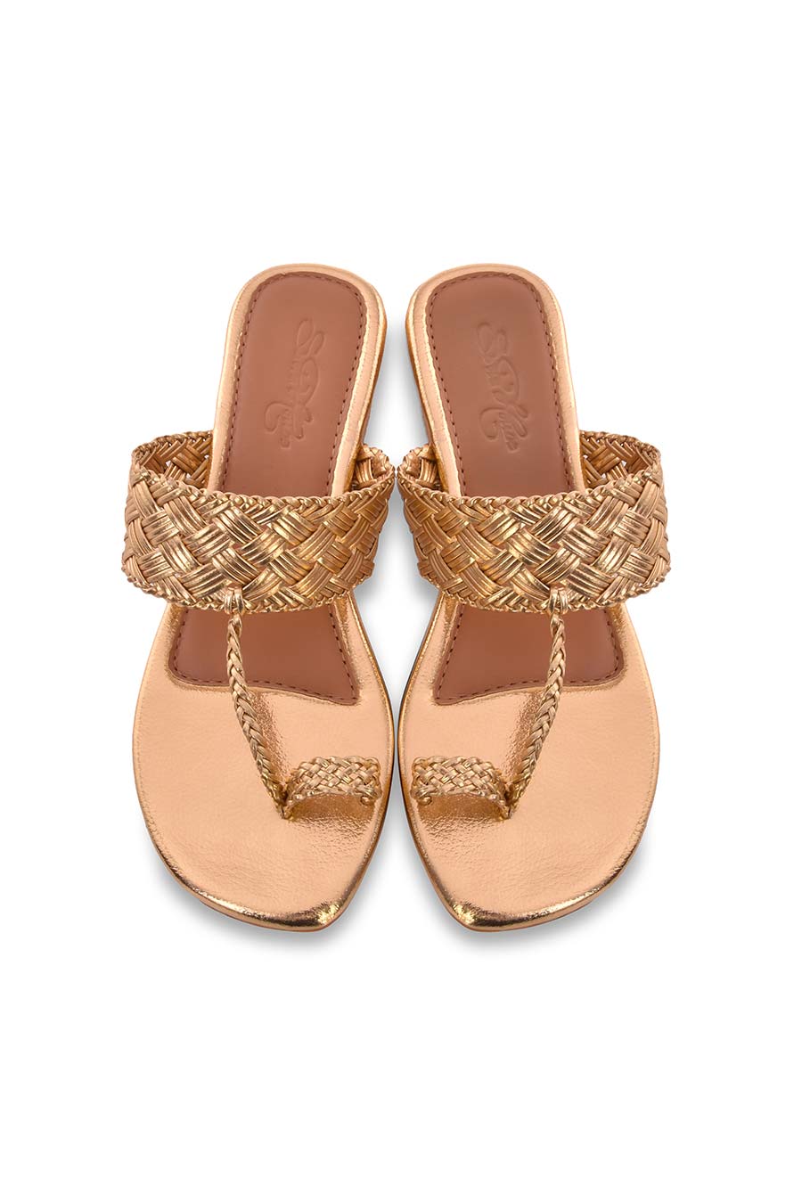 Gold Woven Kolhapuri Flats