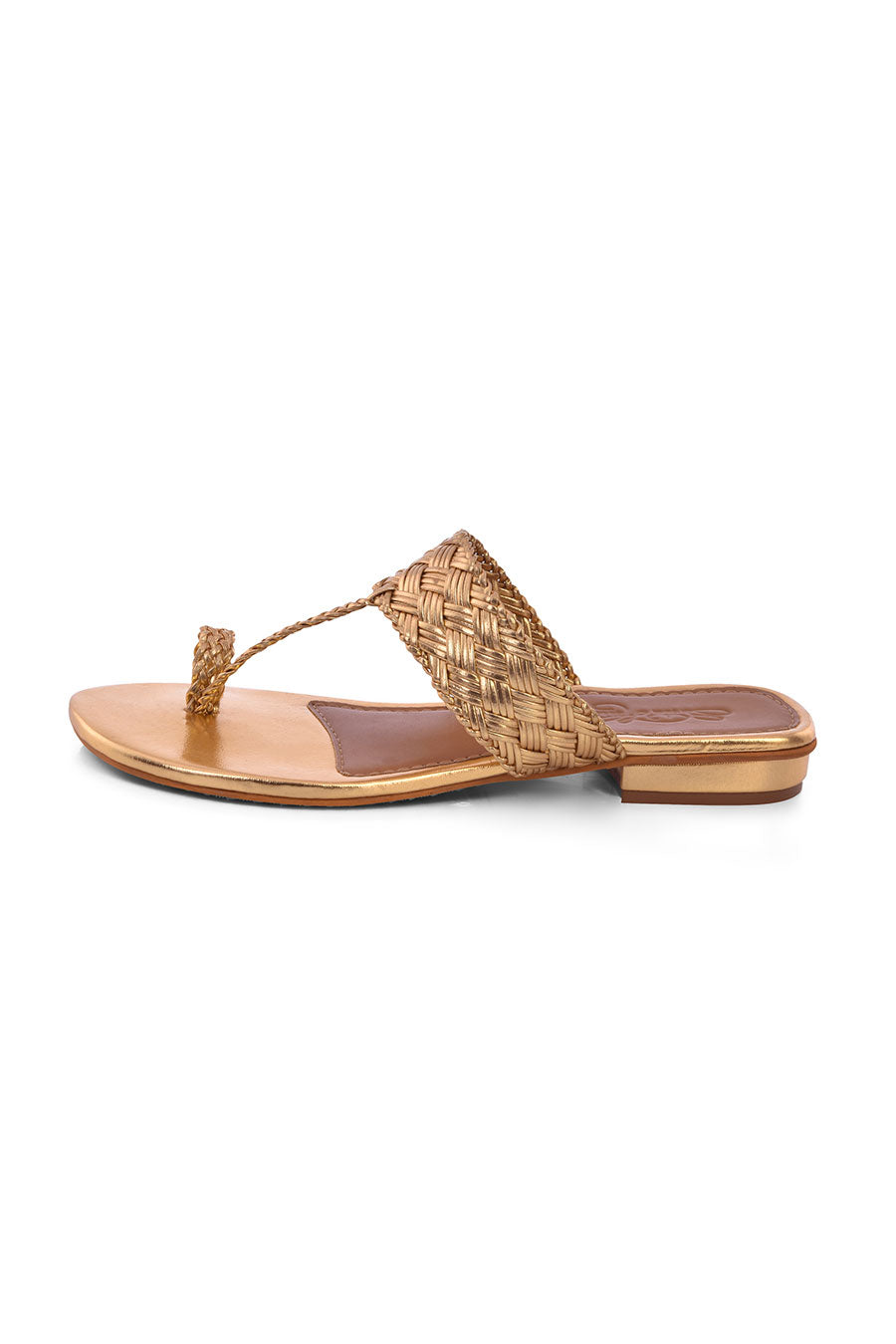 Gold Woven Kolhapuri Flats