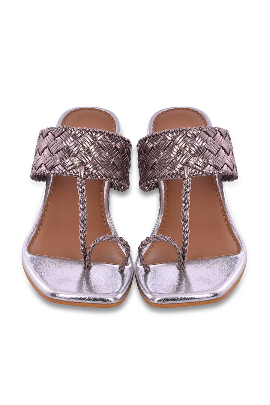 Silver Woven Kolhapuri Heels