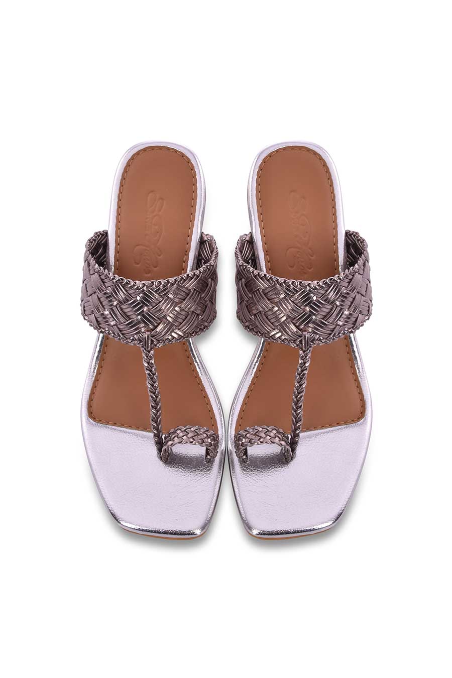 Silver Woven Kolhapuri Heels