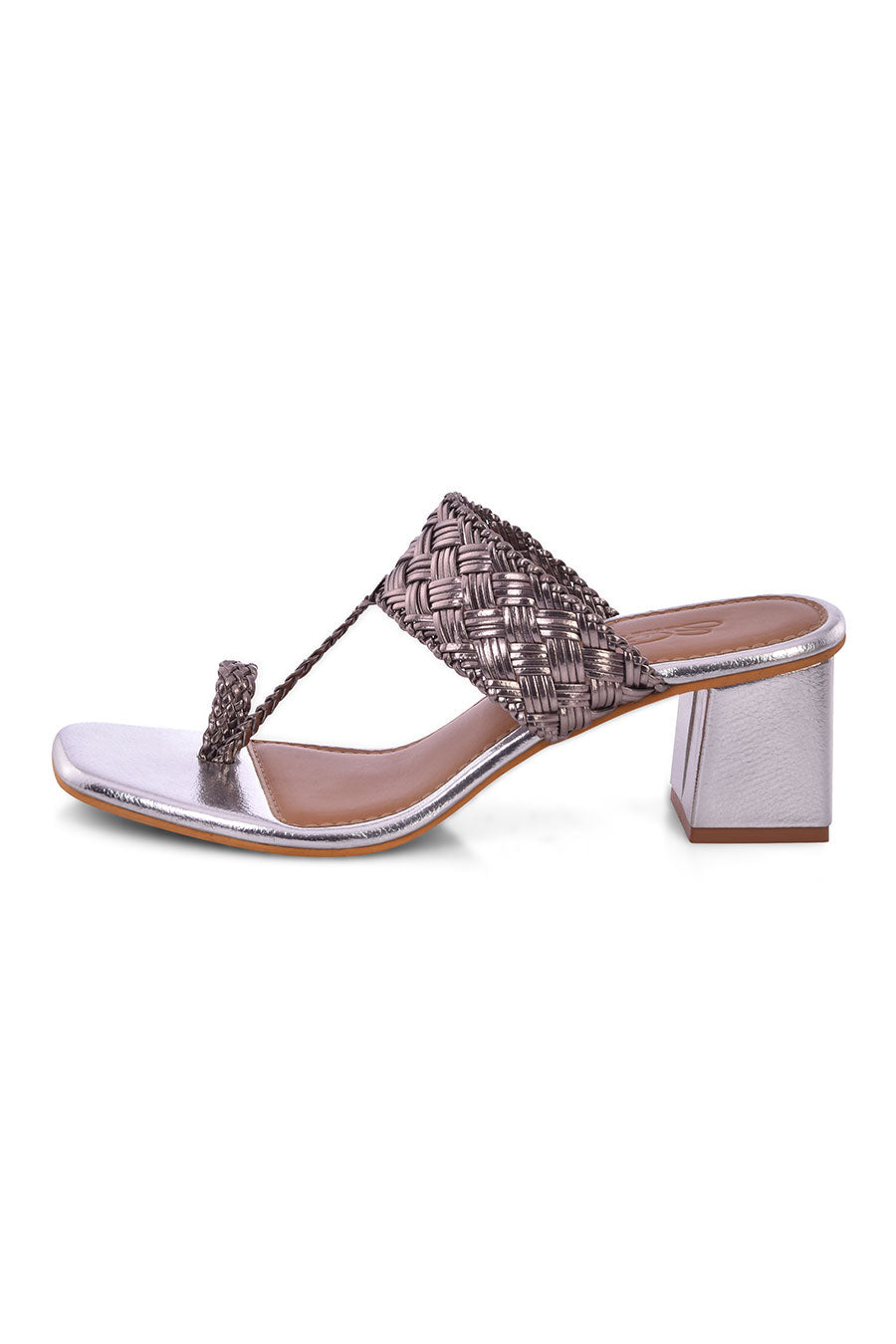 Silver Woven Kolhapuri Heels