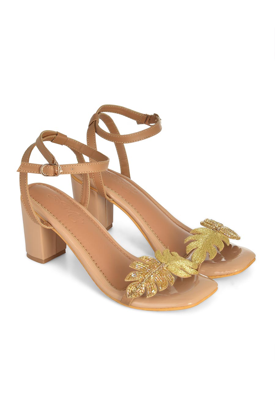 Embroidery Gold Leaf Lexie Heels