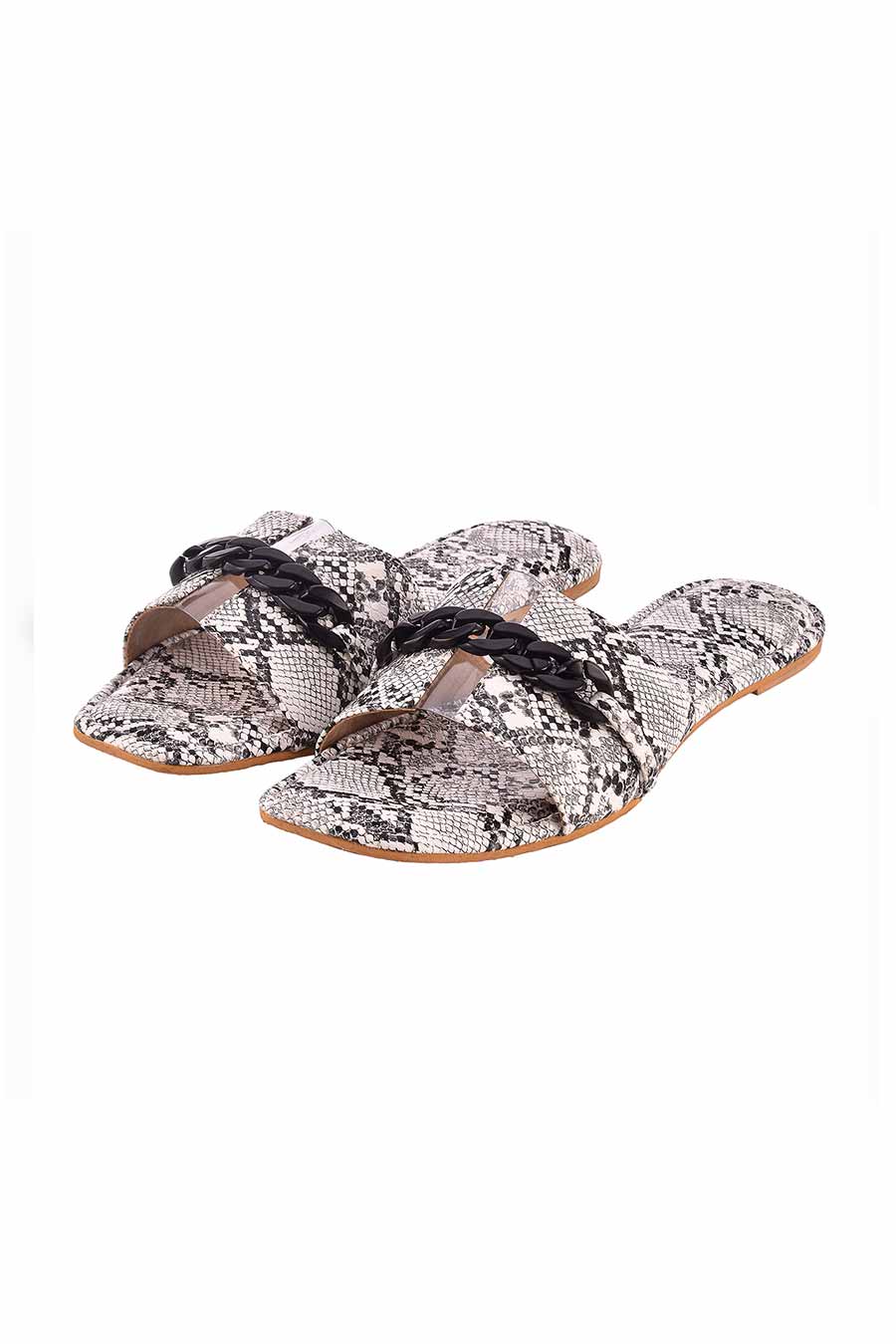 The Daily Edit Snake Skin Chain Flats