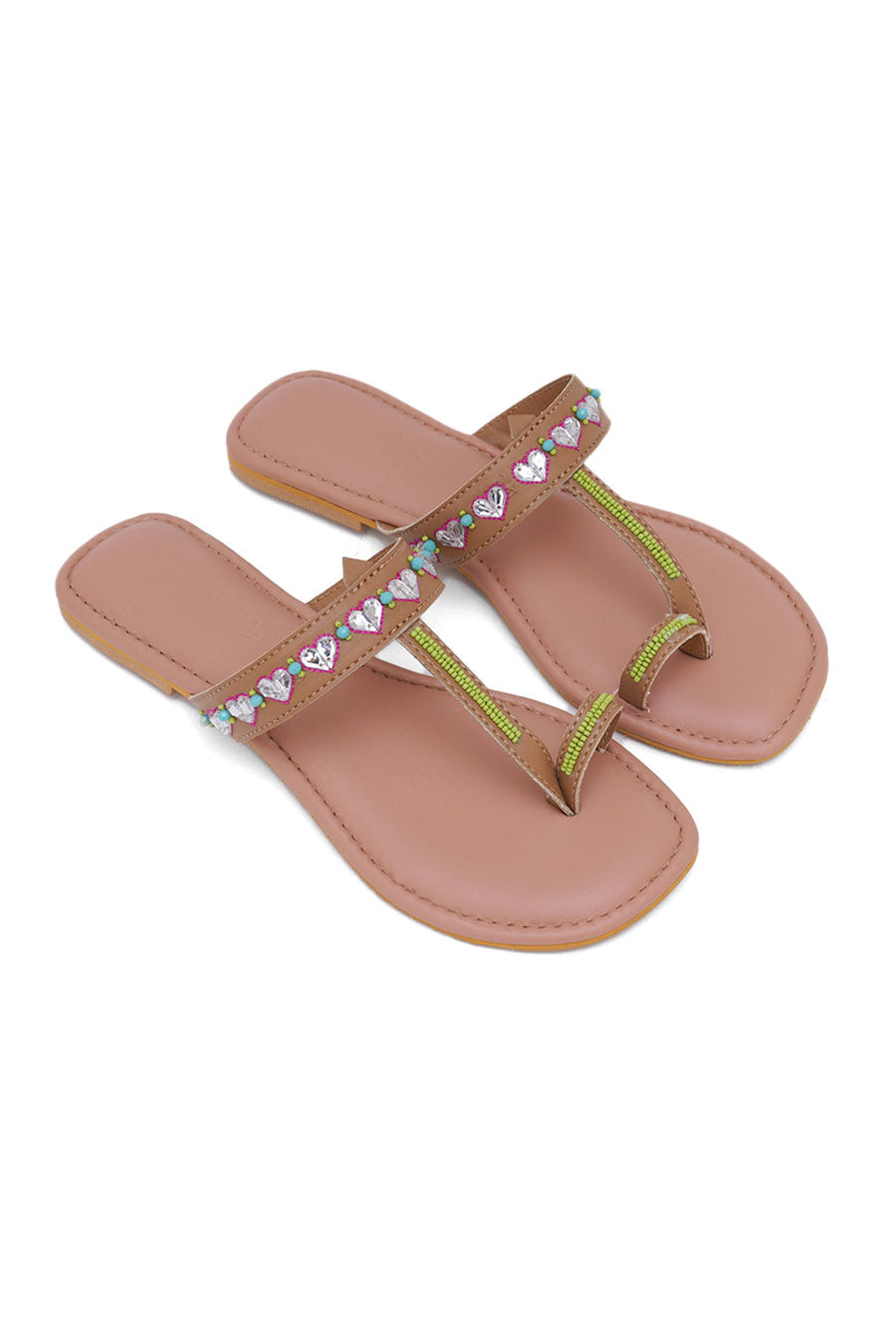 Little Hearts Pink Kolhapuri Flats