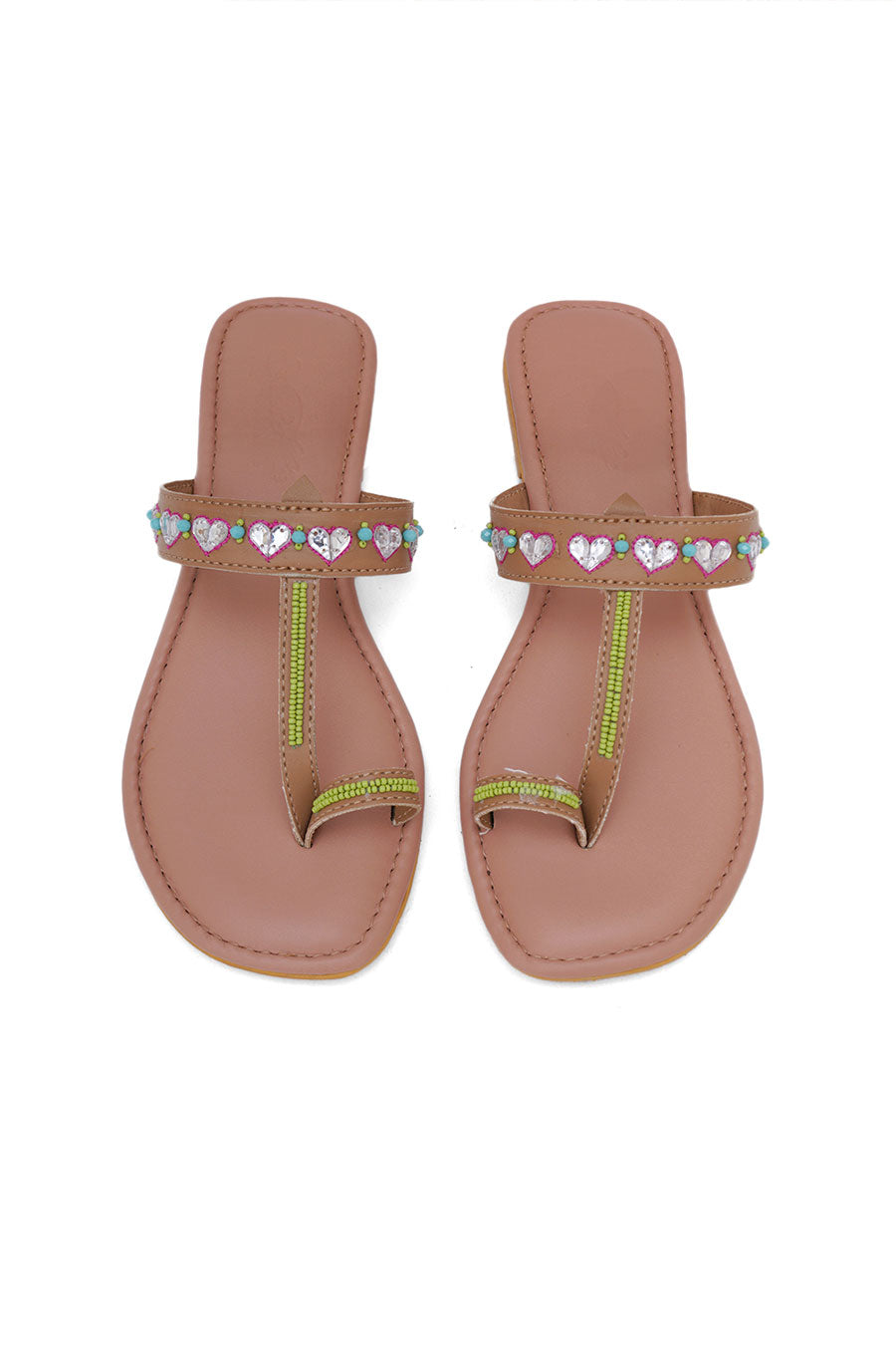 Little Hearts Pink Kolhapuri Flats