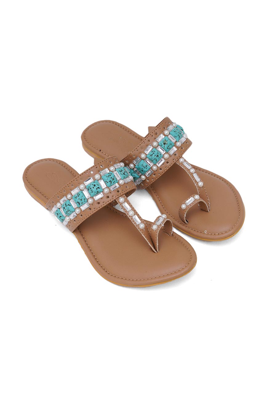 Feroza Stone Embellished Kolhapuri Flats