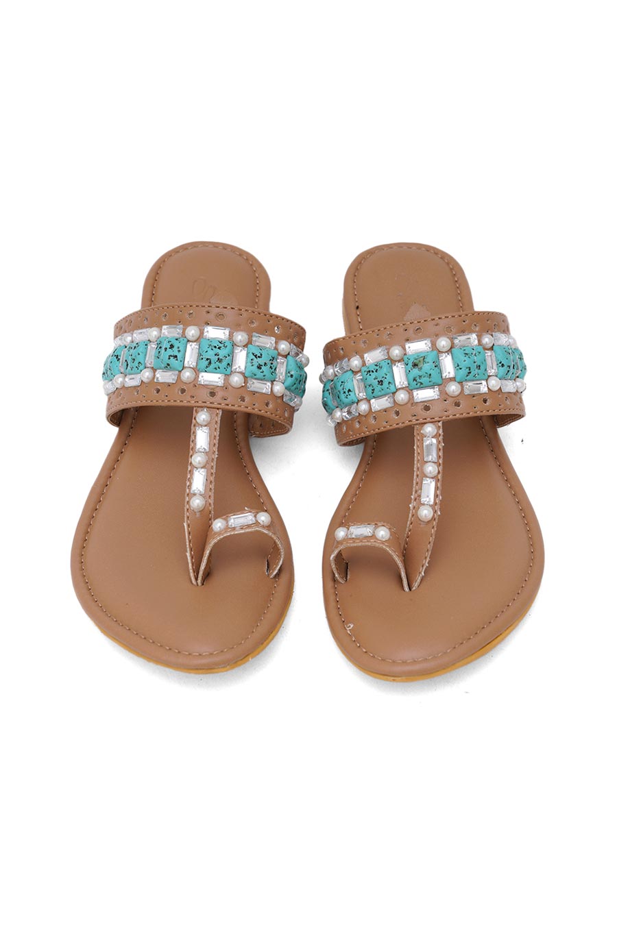 Feroza Stone Embellished Kolhapuri Flats