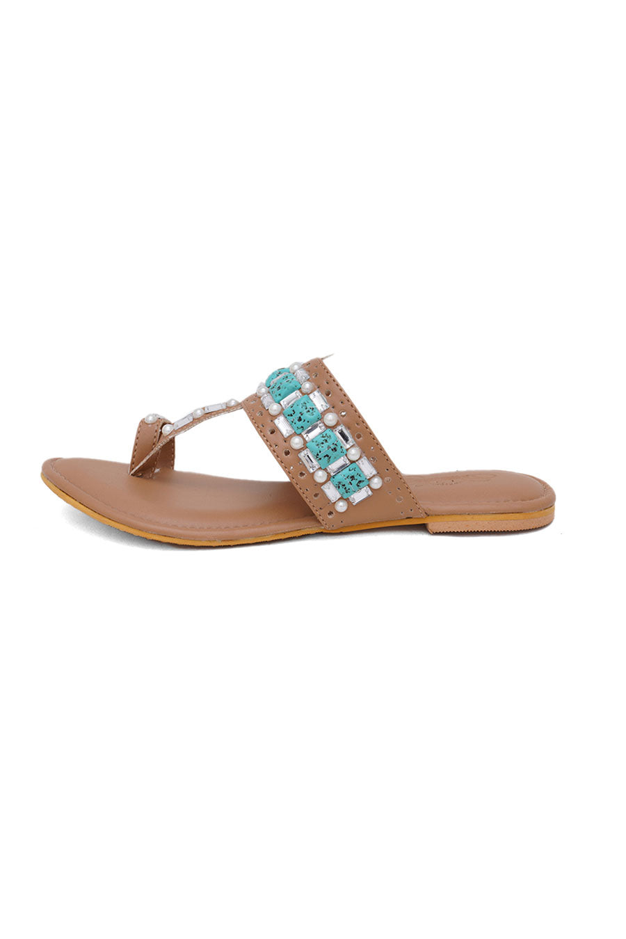 Feroza Stone Embellished Kolhapuri Flats