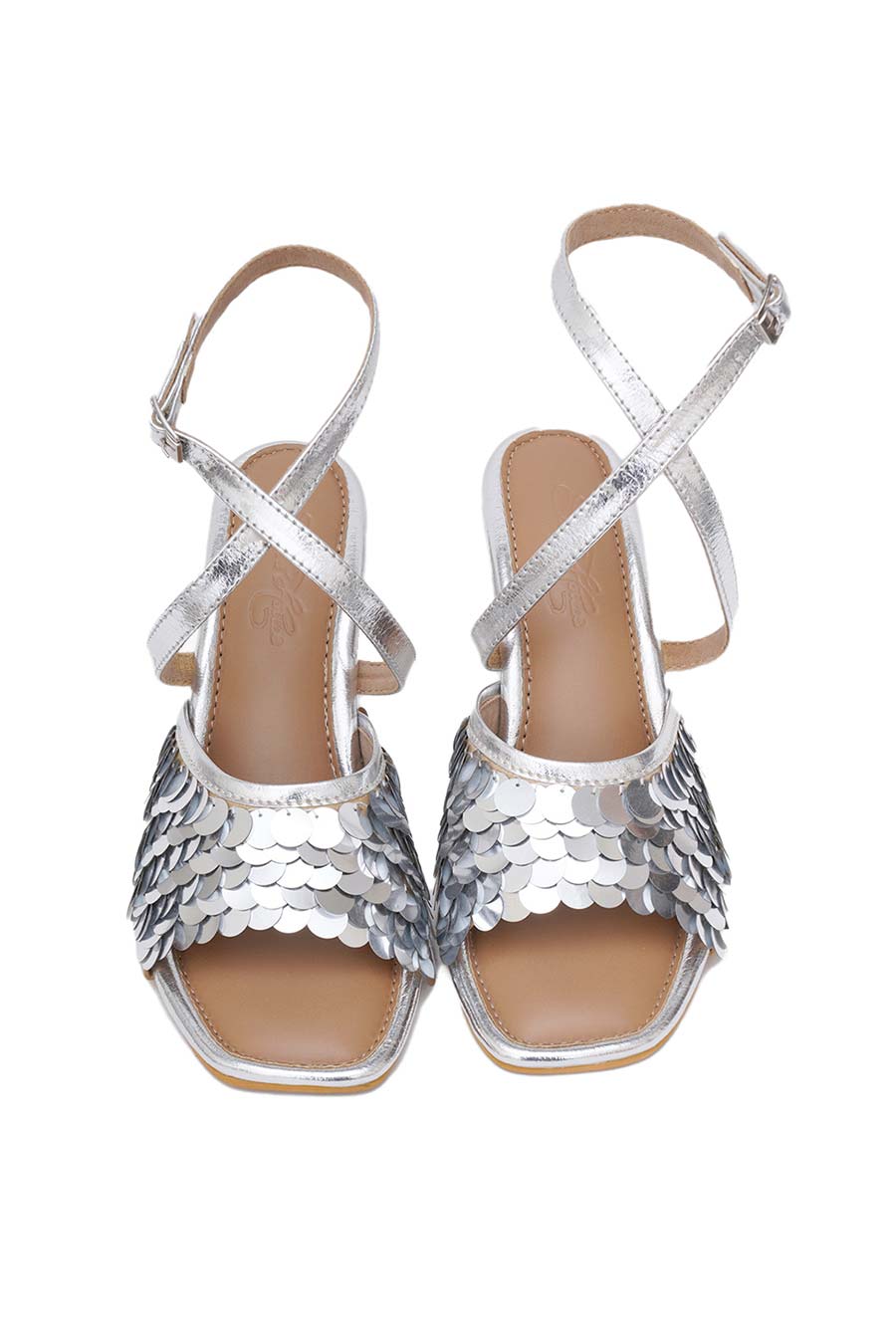 Silver Sequin Embellished Heels