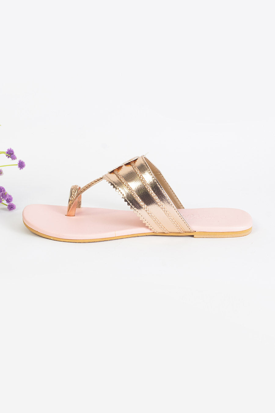 Rose Gold & Baby Pink Kolhapuri Flats