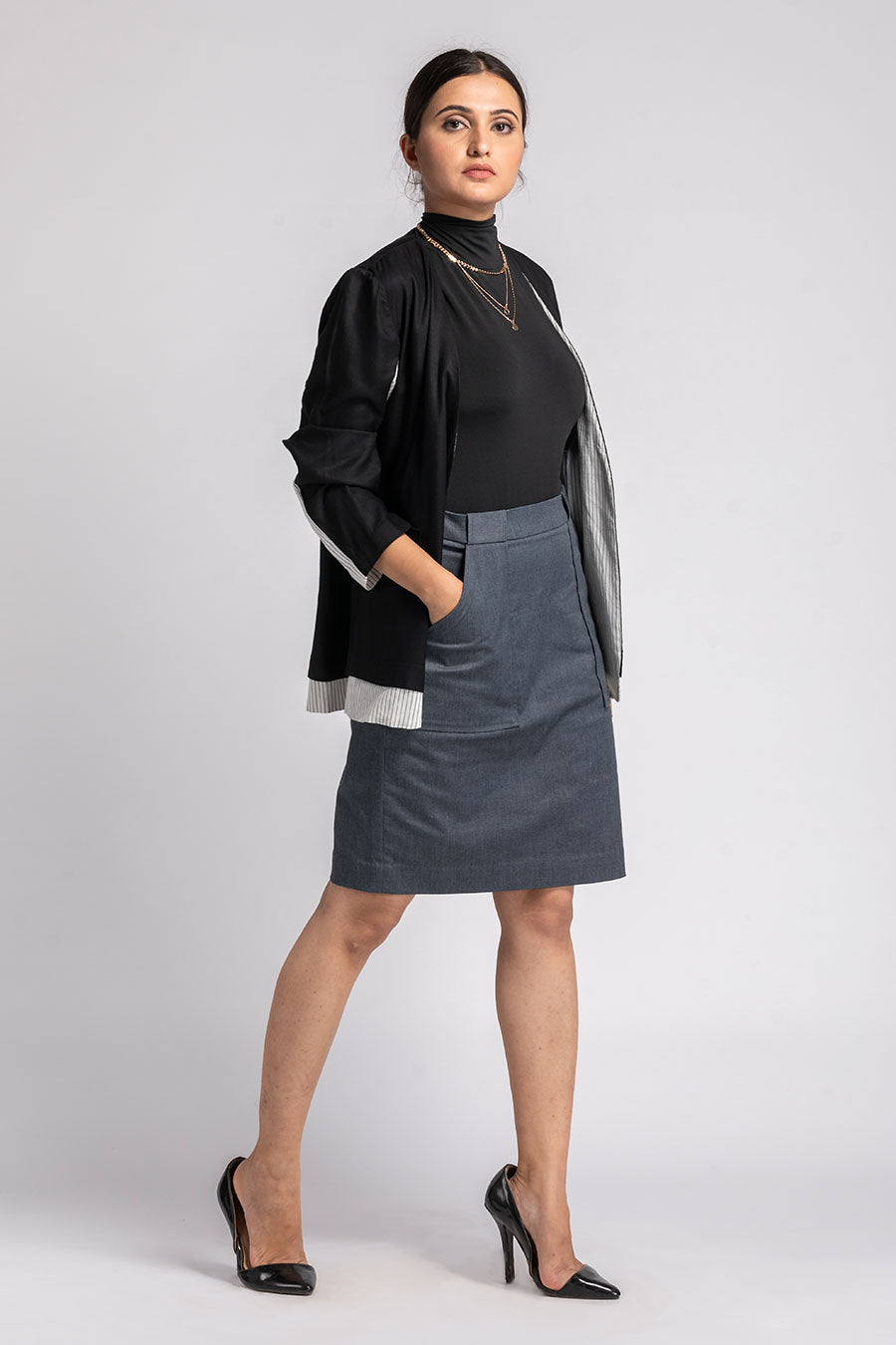 Affinity Grey Cotton Lycra Skirt