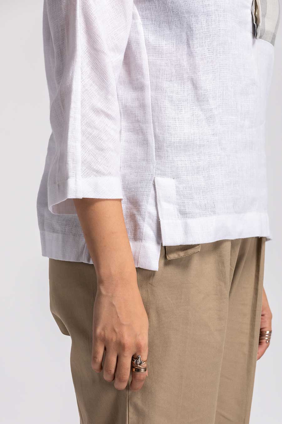 Algorithm Ivory Relaxed Linen Top