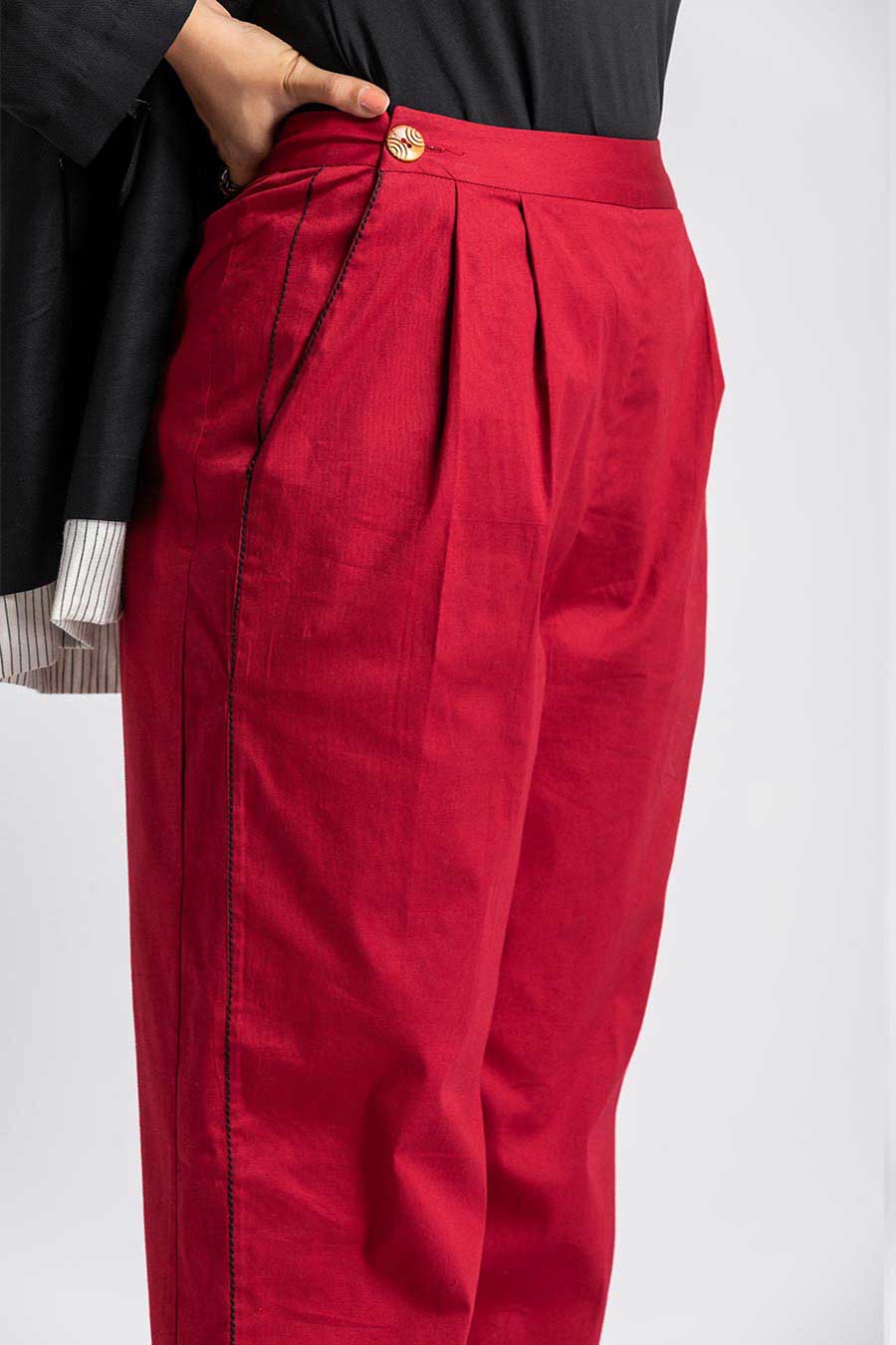 Valiant Red Cotton Lycra Pants