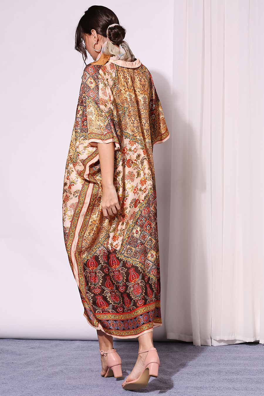 Applique Printed Kaftan Dress