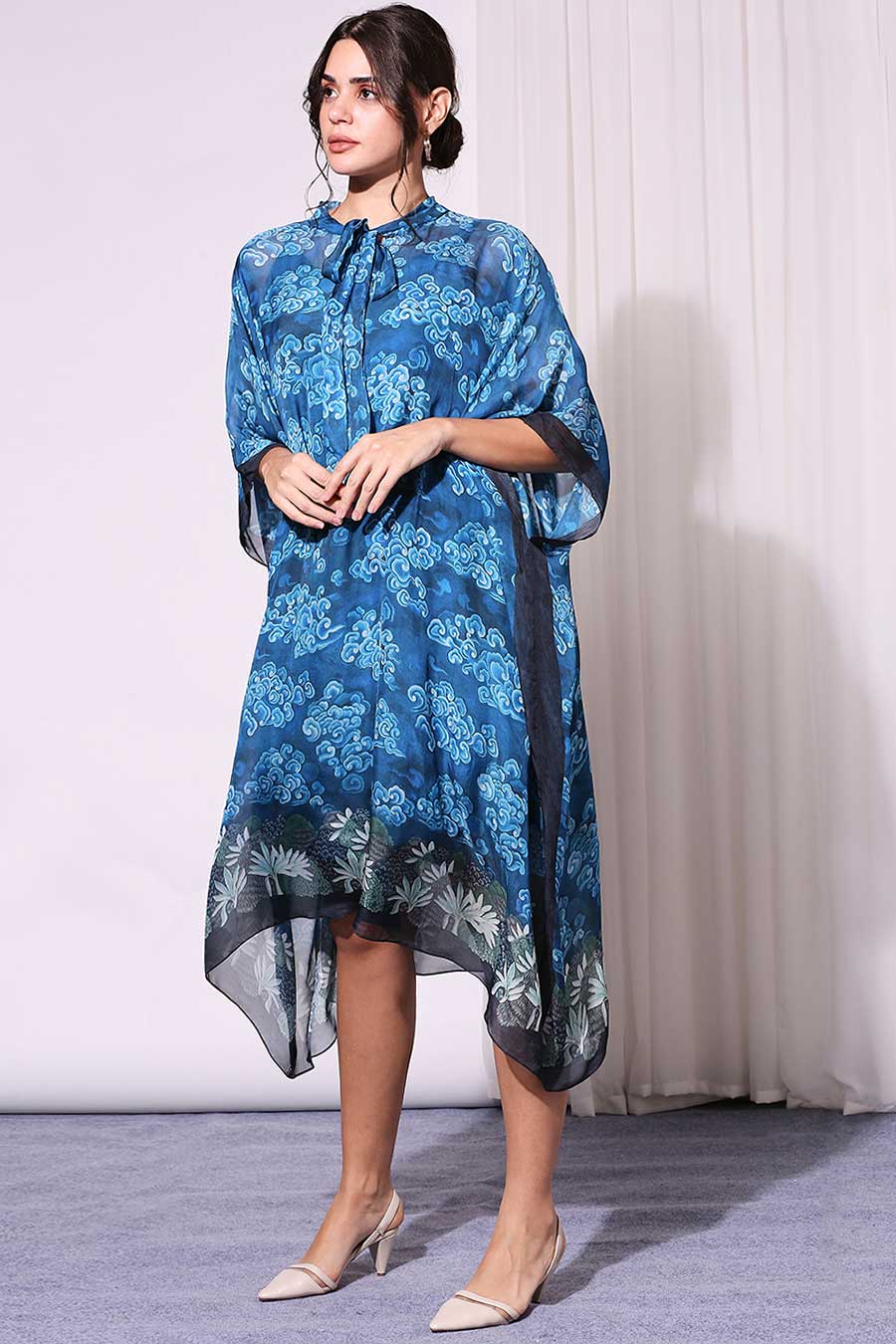 Persian Blue Printed Kaftan Dress