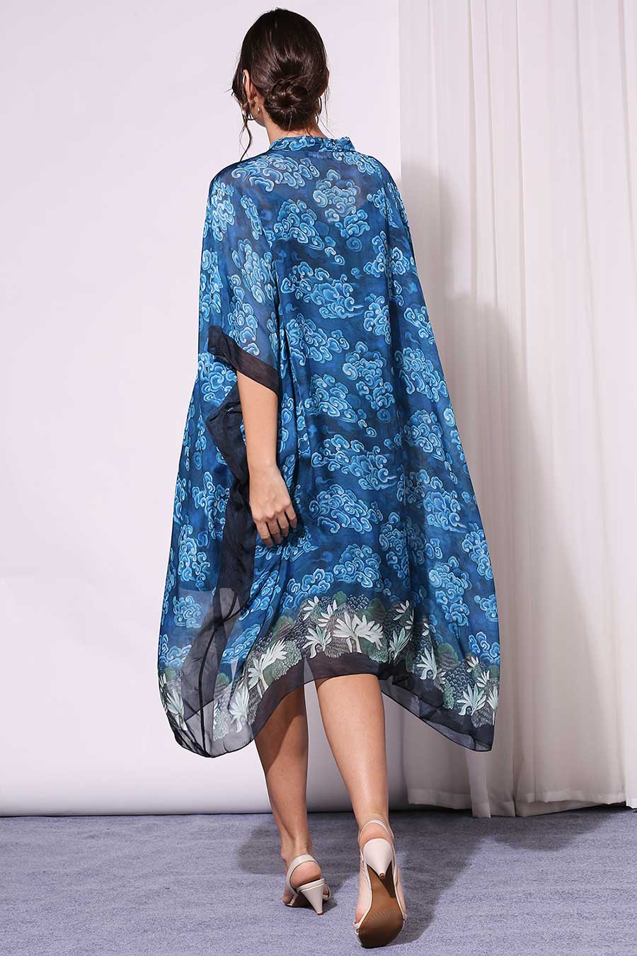 Persian Blue Printed Kaftan Dress