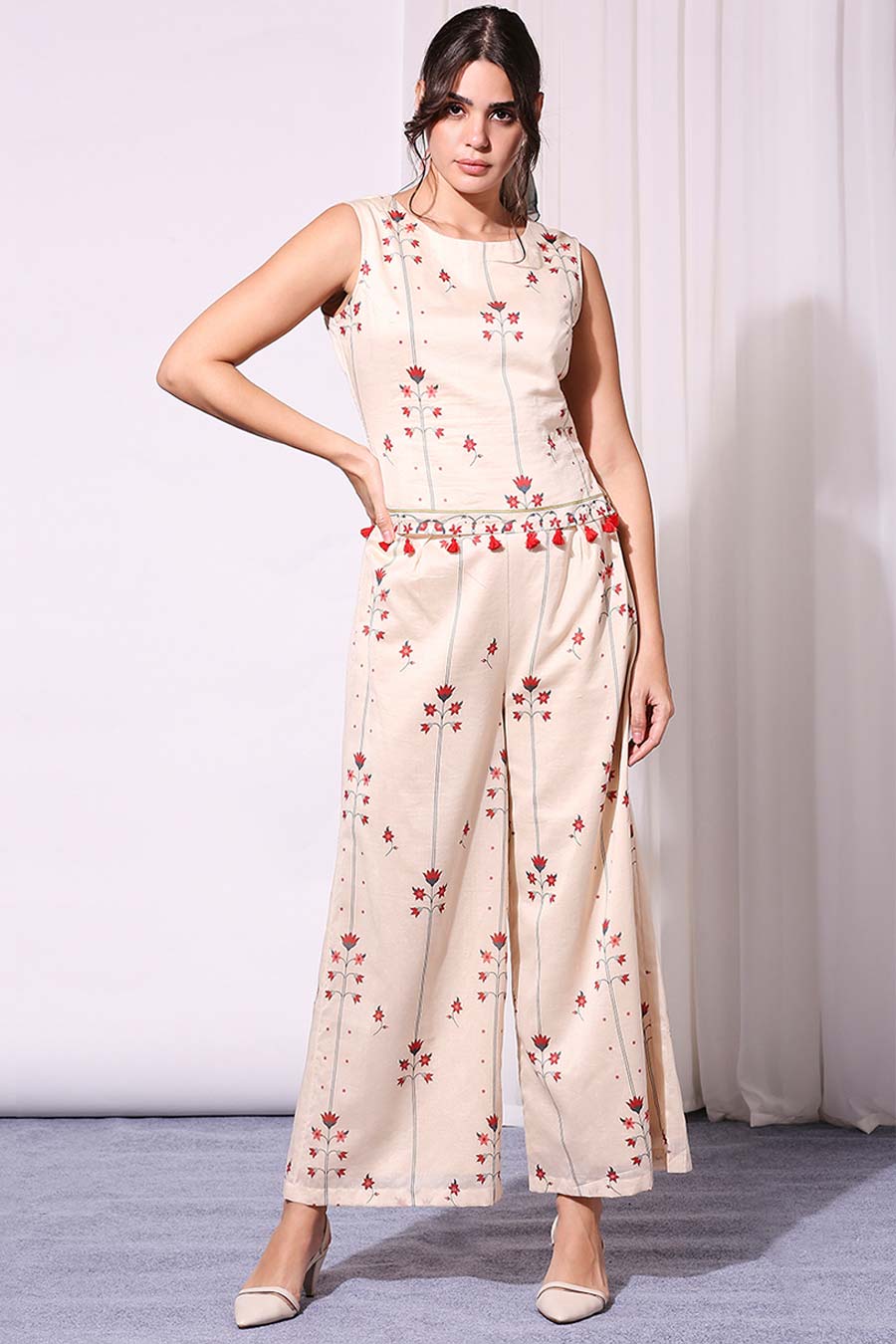 Printed Jumpsuit & Jacket Set