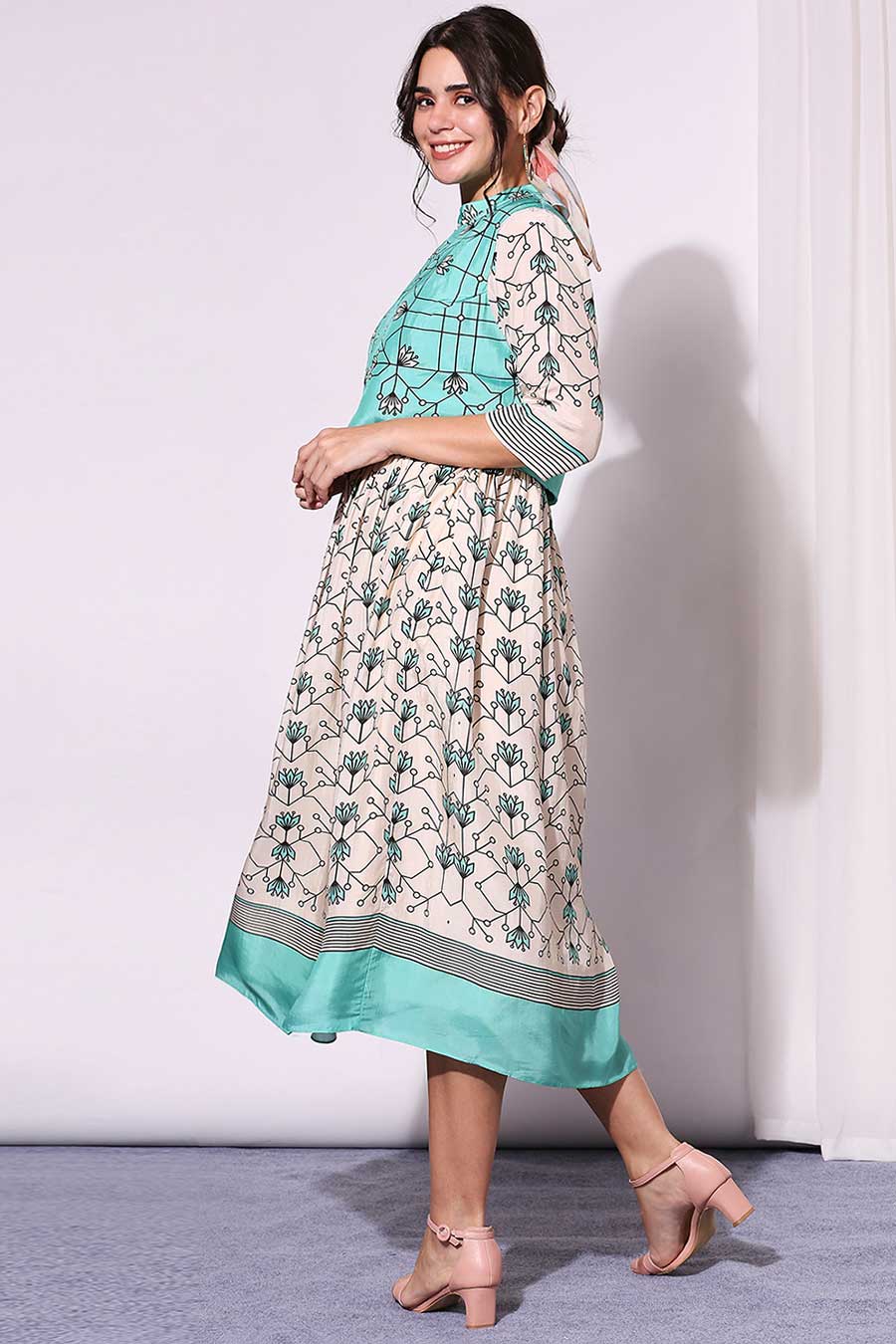 Printed Dress & Short Jacket Set