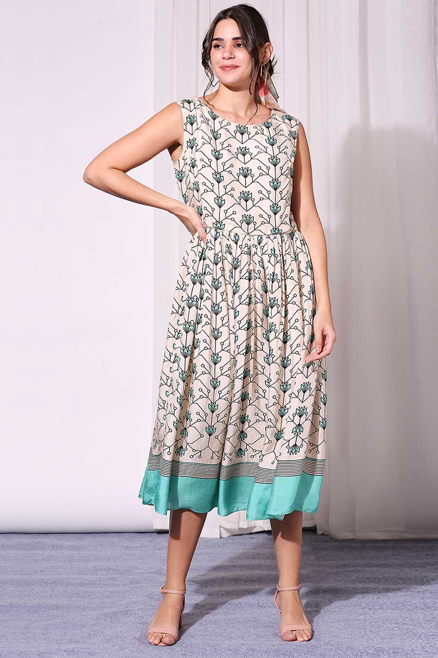 Printed Dress & Short Jacket Set