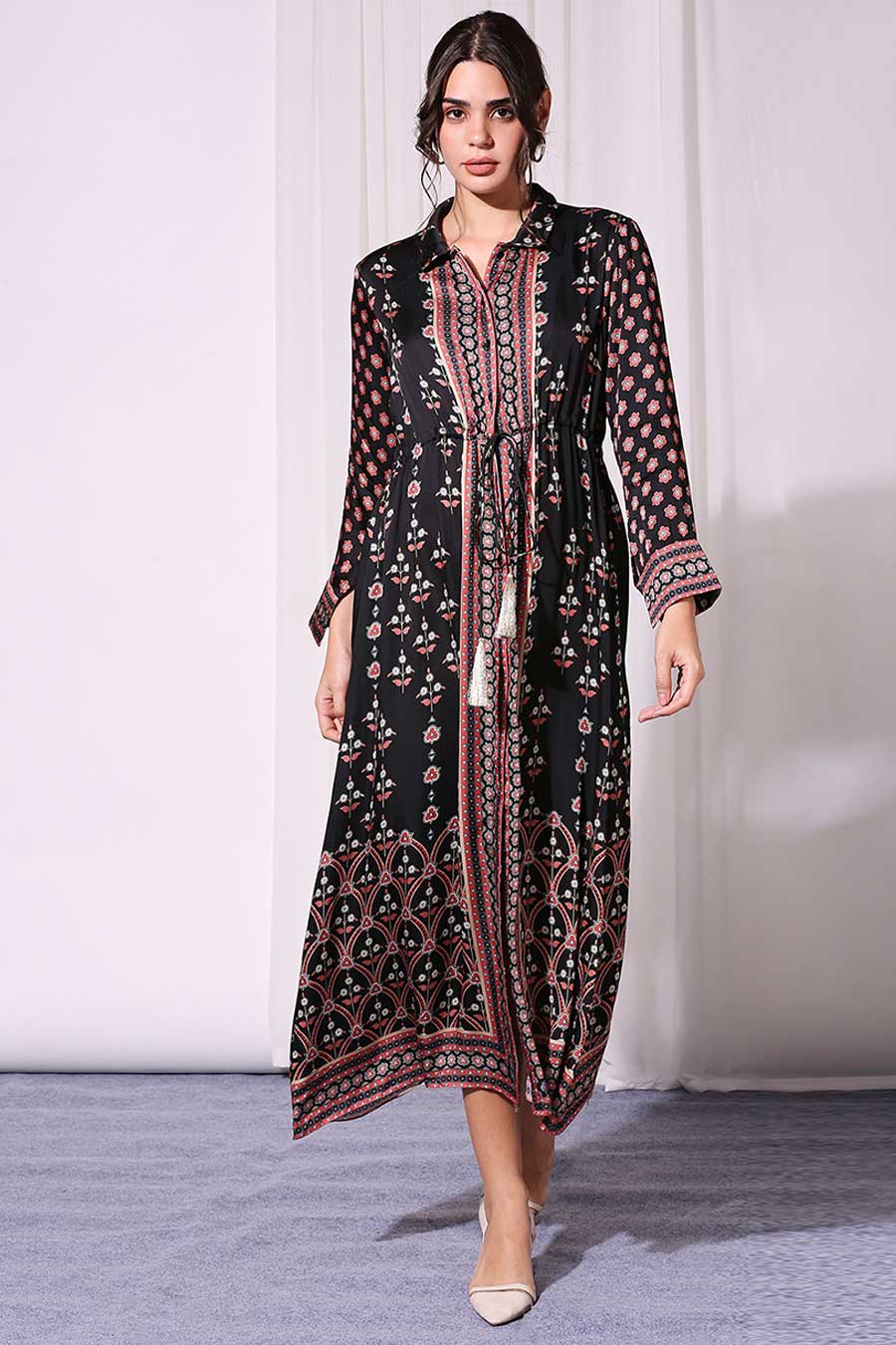 Black Printed Long Dress
