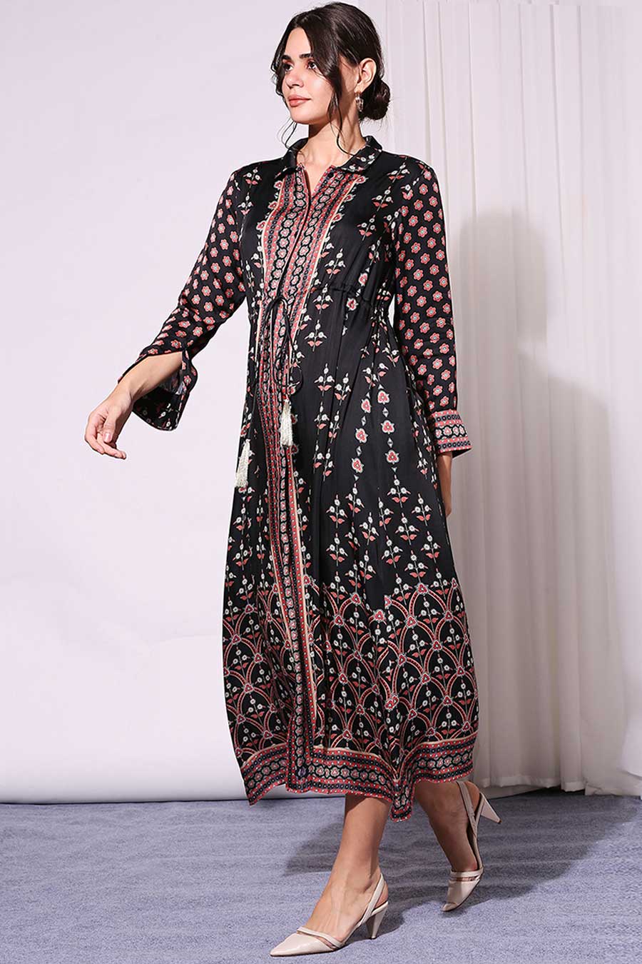 Black Printed Long Dress