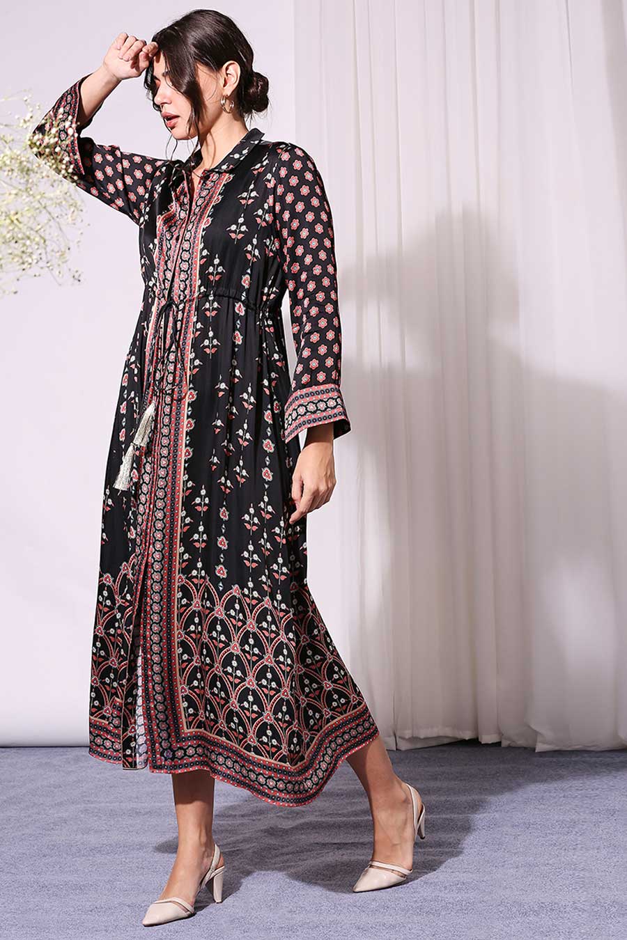 Black Printed Long Dress