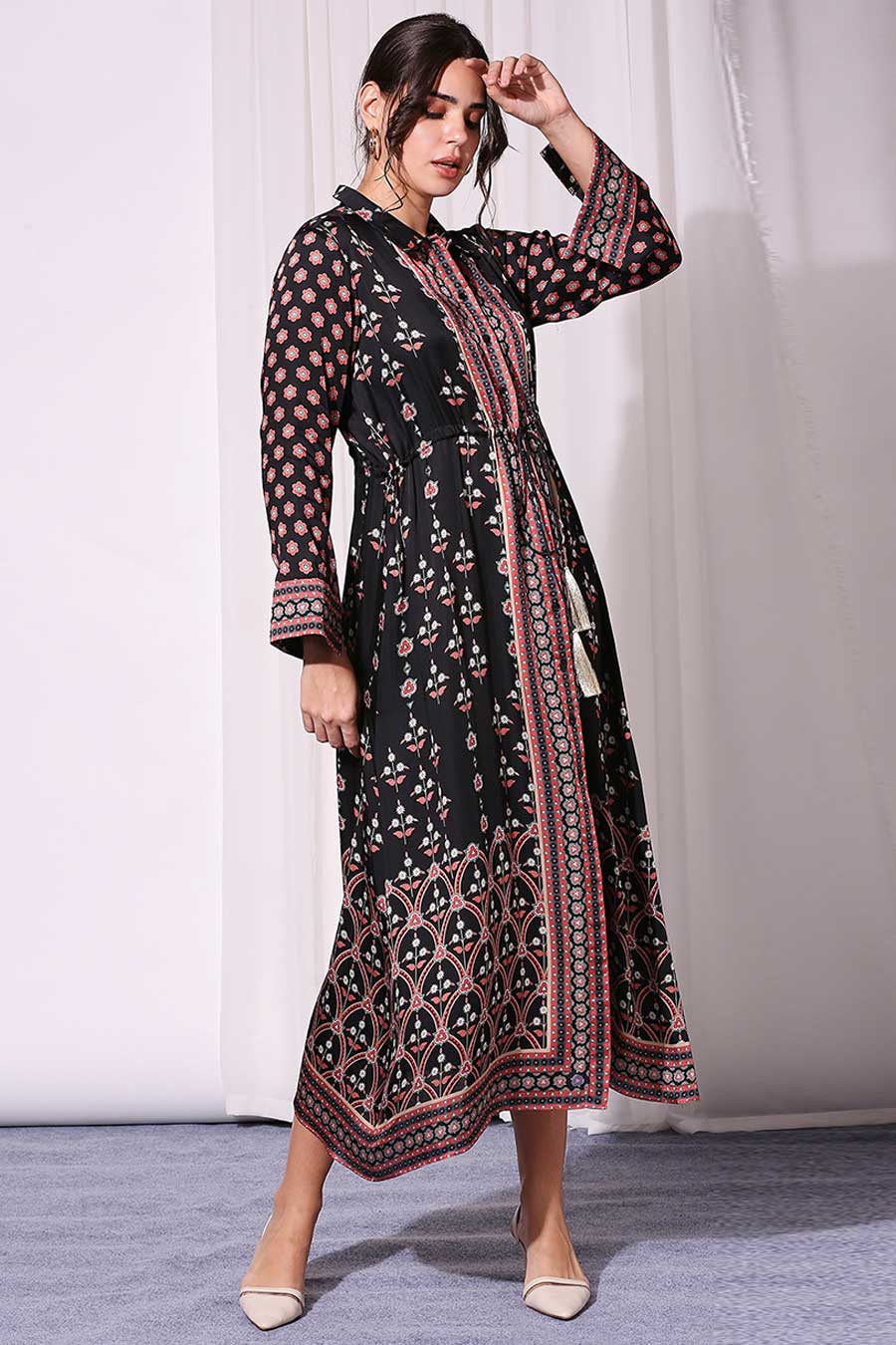 Black Printed Long Dress