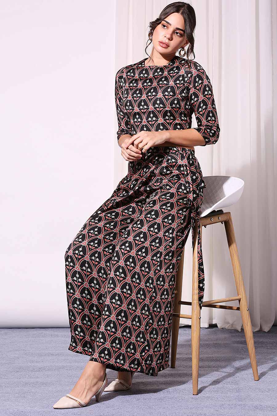 Printed Top & Flap Pants Co-Ord Set