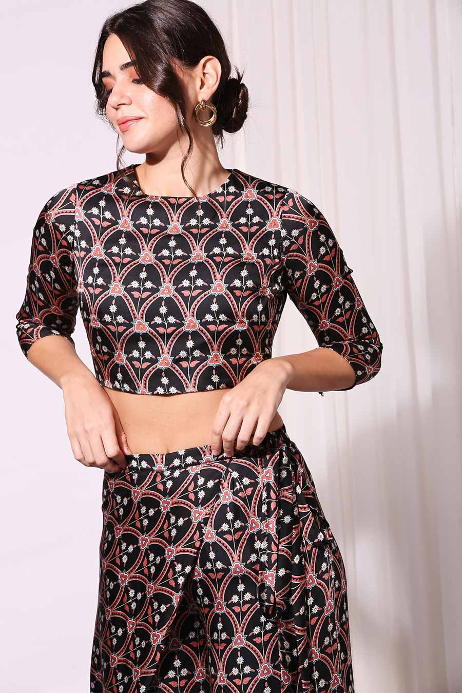 Printed Top & Flap Pants Co-Ord Set