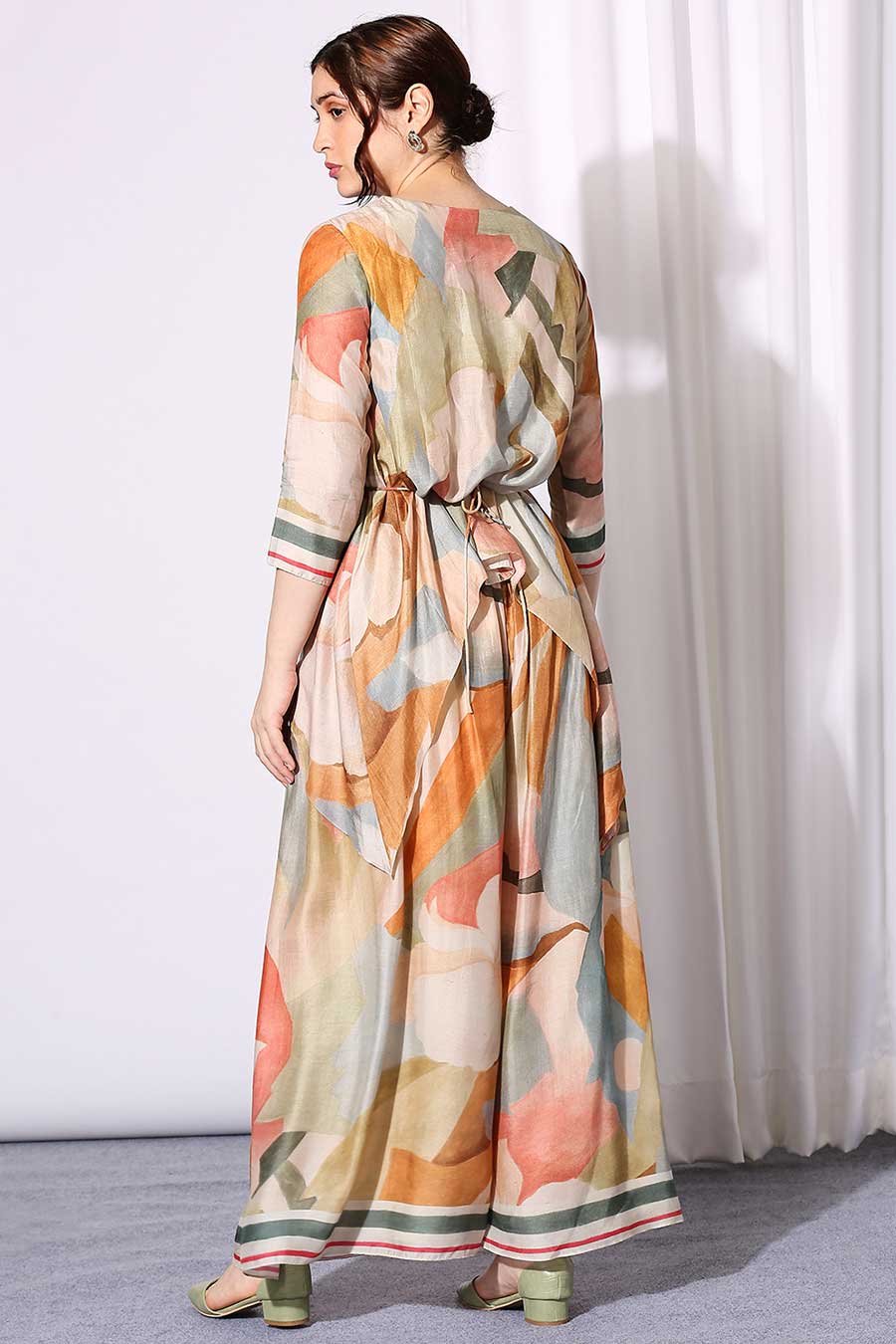 Printed Top & Pant Co-Ord Set With Belt