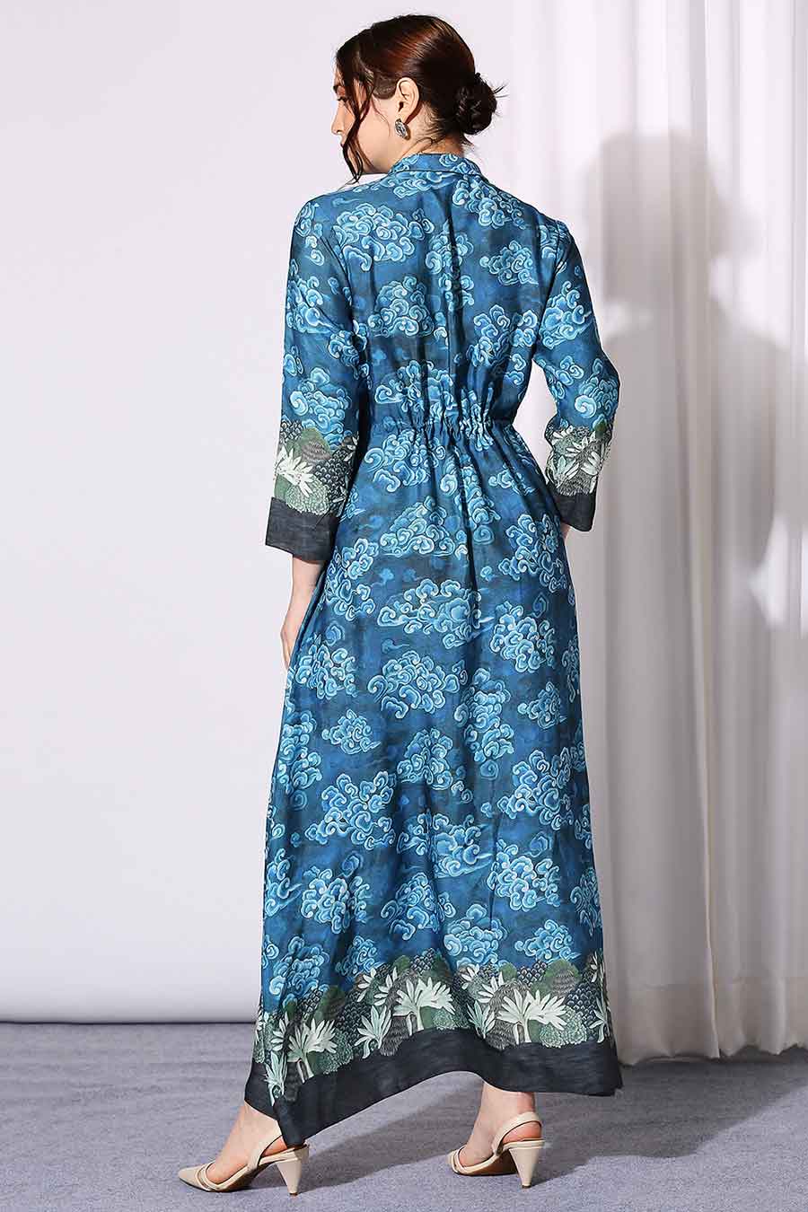 Midnight Blue Printed Maxi Dress
