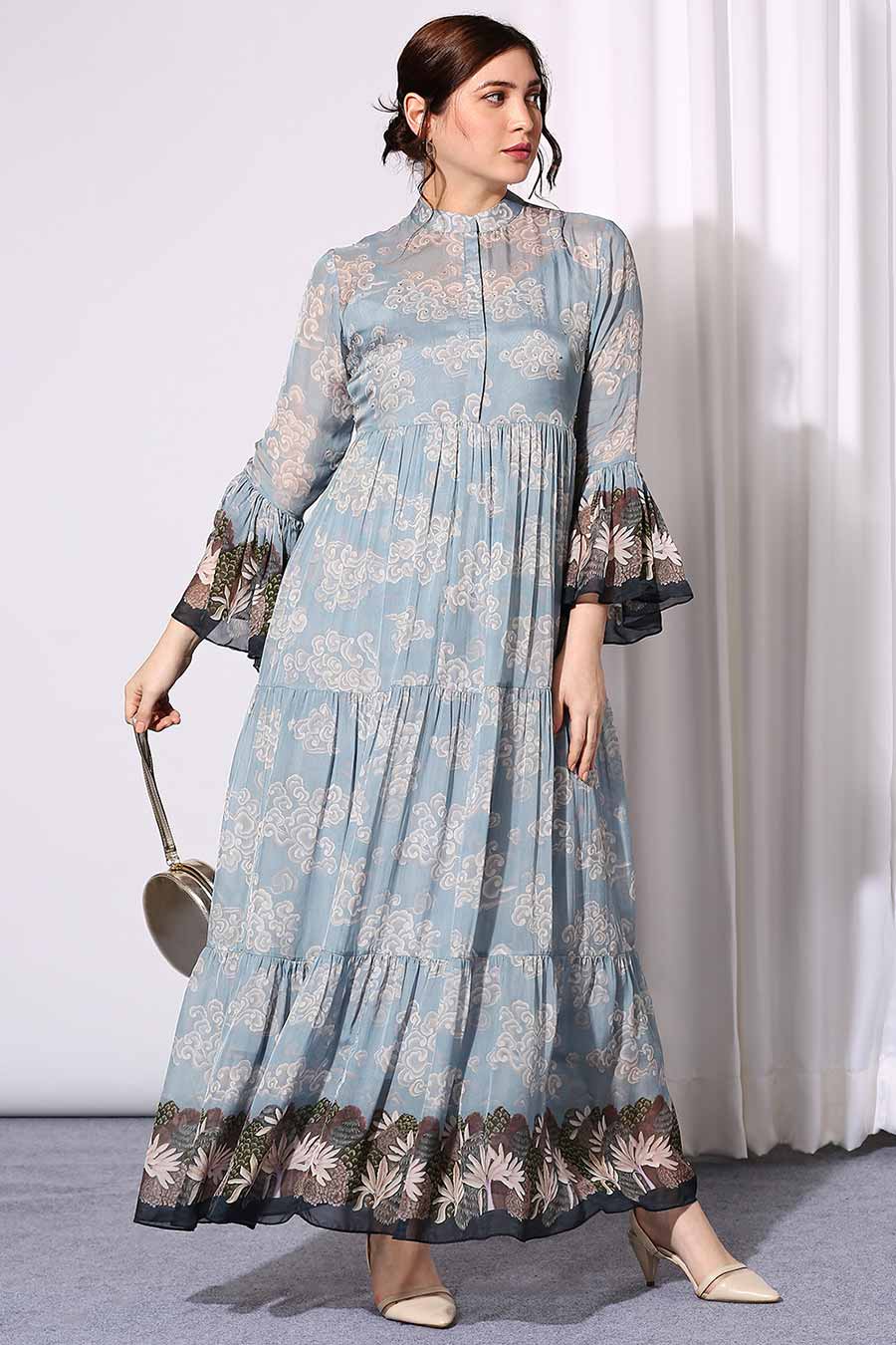 Blue Print Tiered Maxi Dress