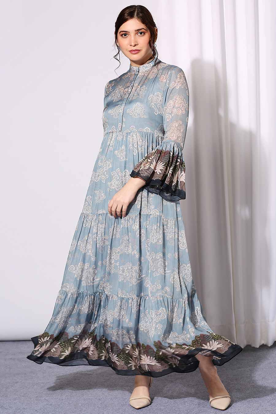 Blue Print Tiered Maxi Dress