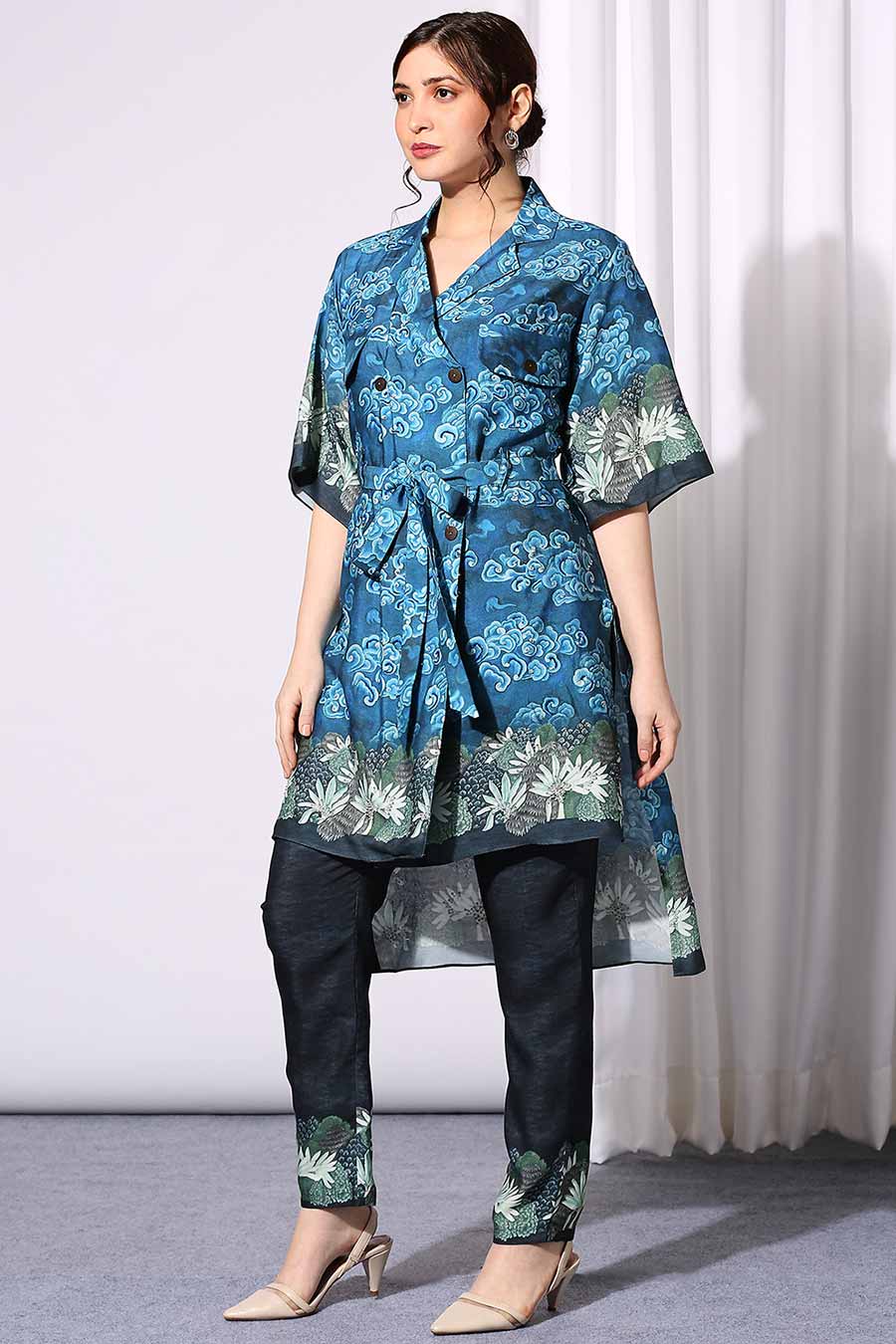 Printed Trench Tunic & Pant Co-Ord Set