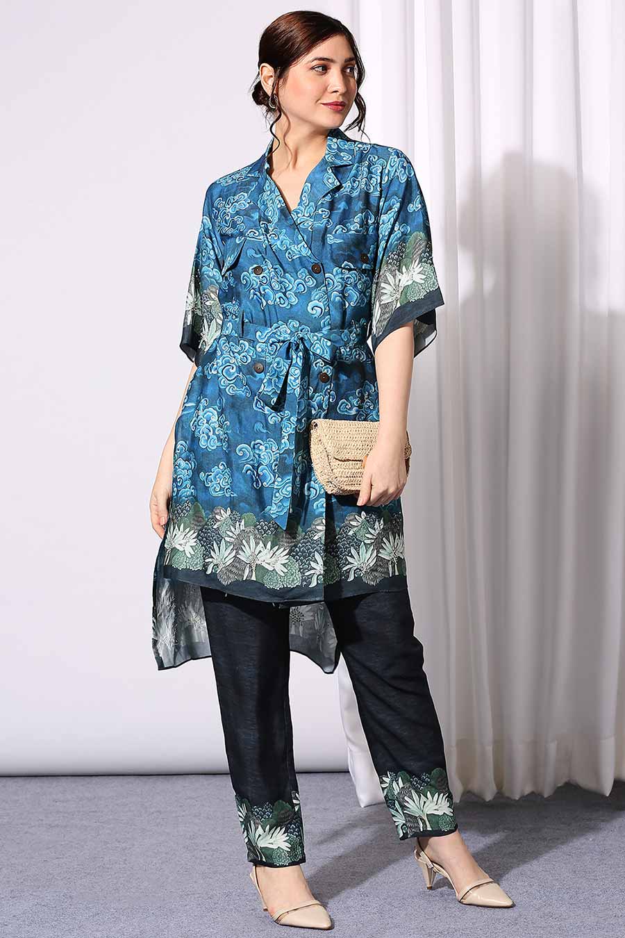 Printed Trench Tunic & Pant Co-Ord Set