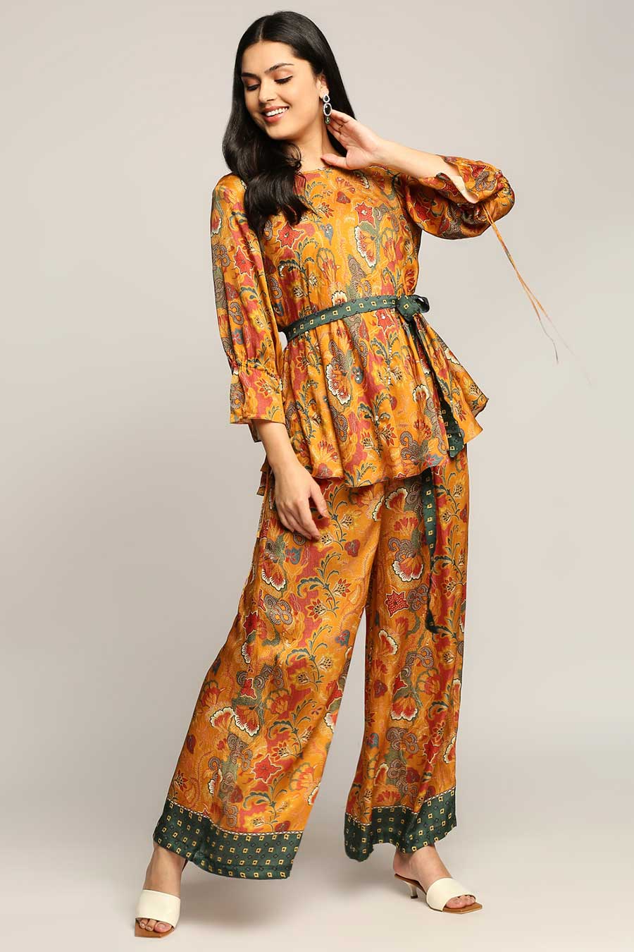 Batik Print Co-Ord Set With Belt