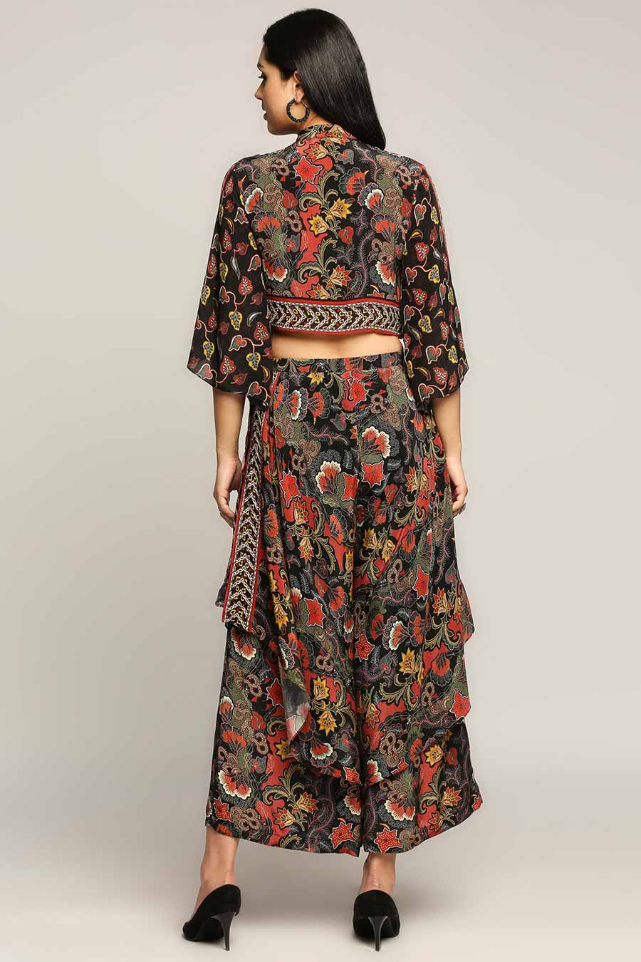 Batik Print Top & Layered Pants Set