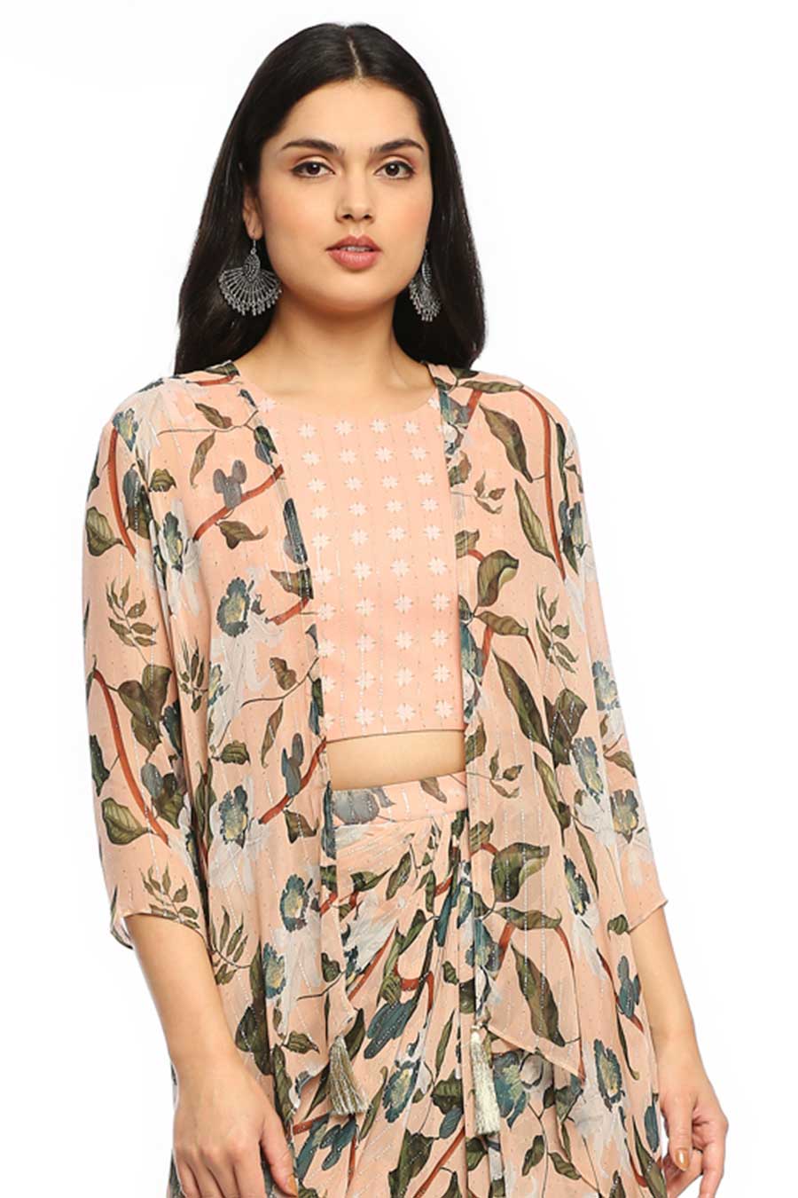 Orchid Bloom Top & Skirt Set With Jacket