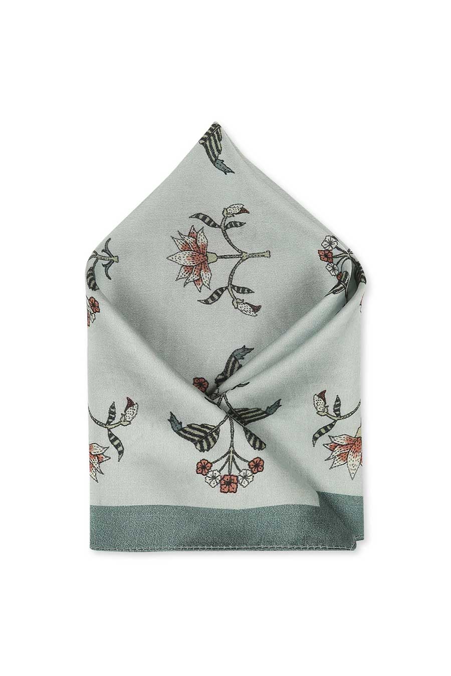 Pastel Bloom Print Green Pocket Square