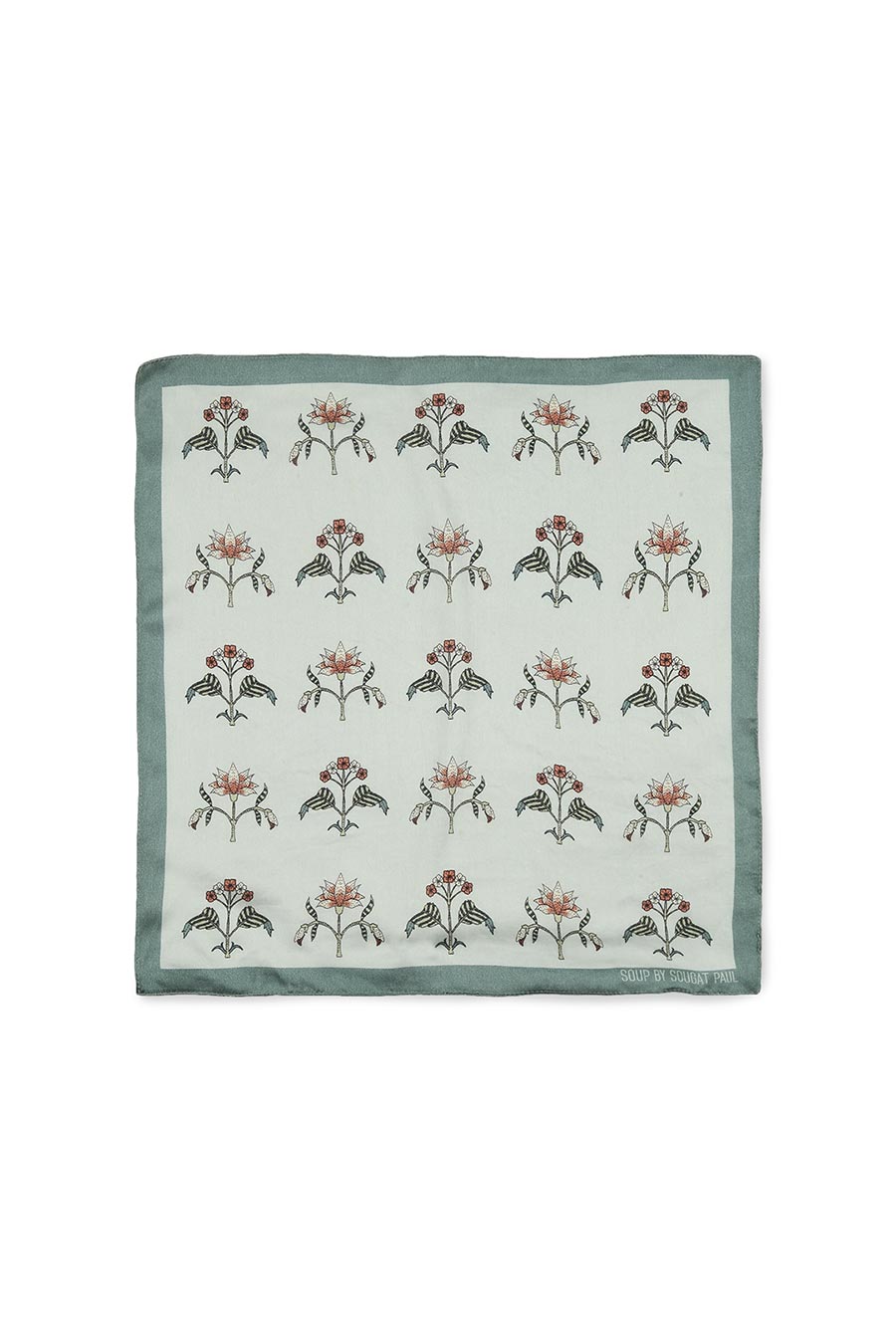 Pastel Bloom Print Green Pocket Square