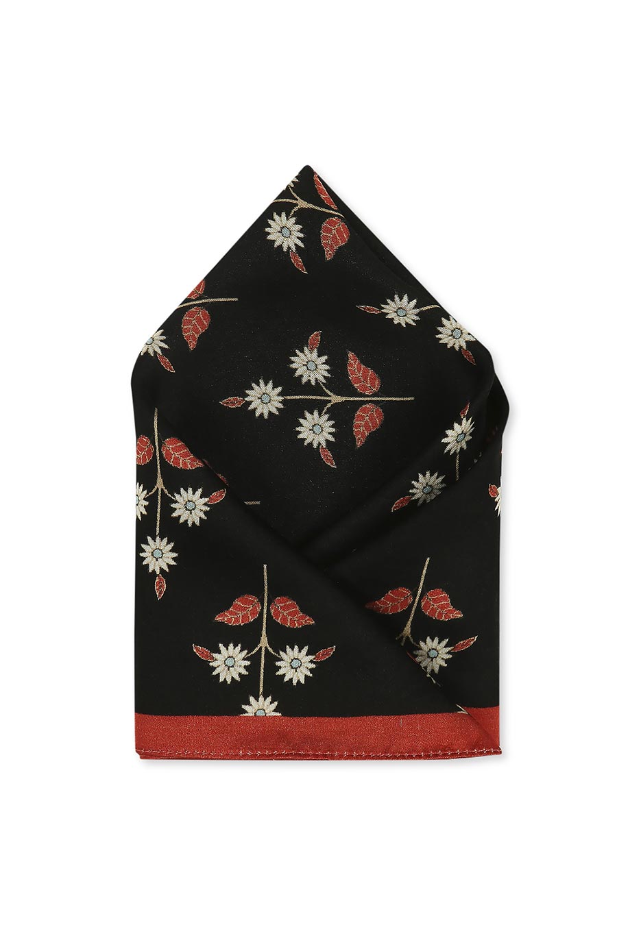 Ethnic Folklore Print Black Pocket Square