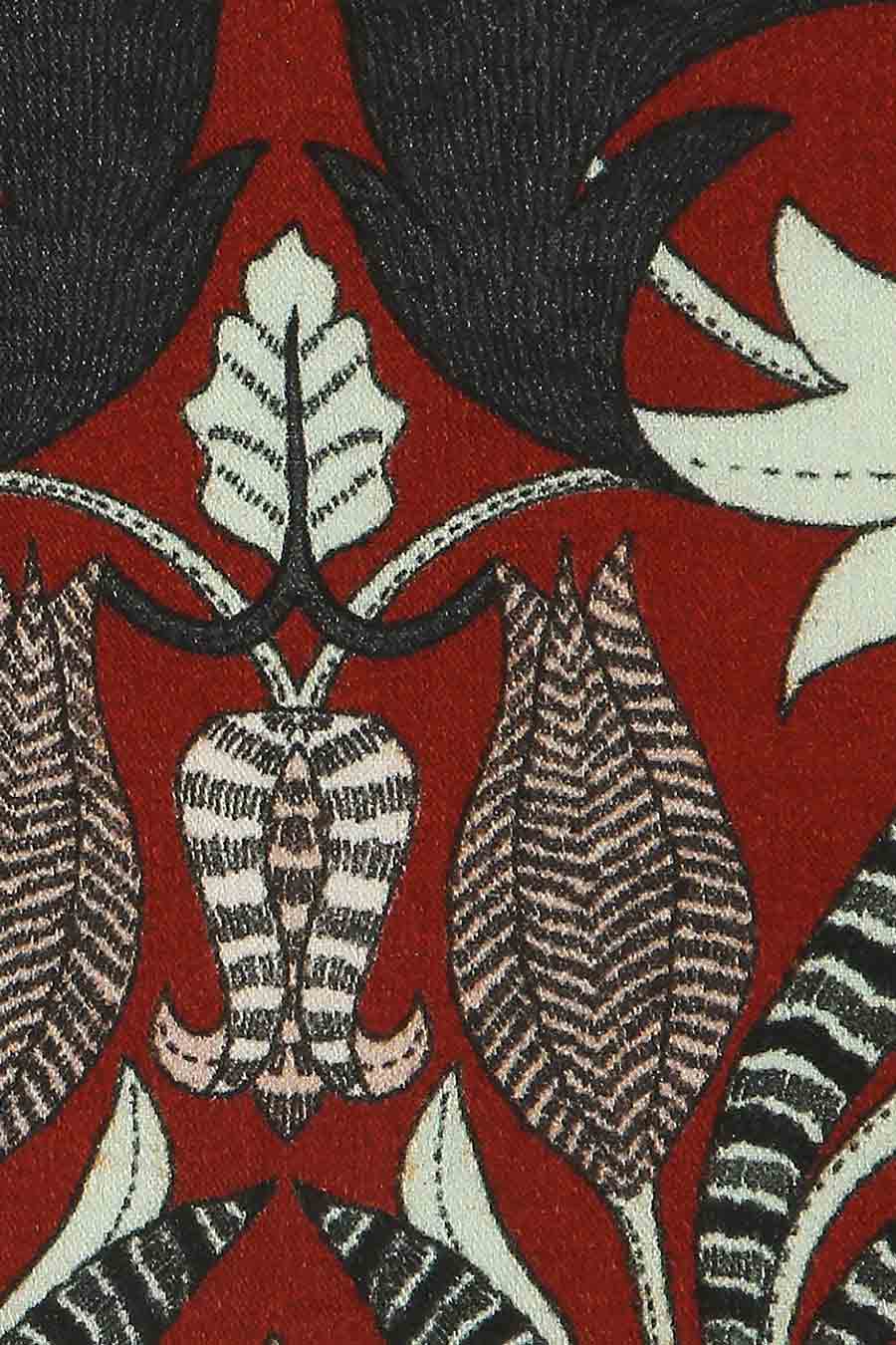 Night Floral Print Red Pocket Square